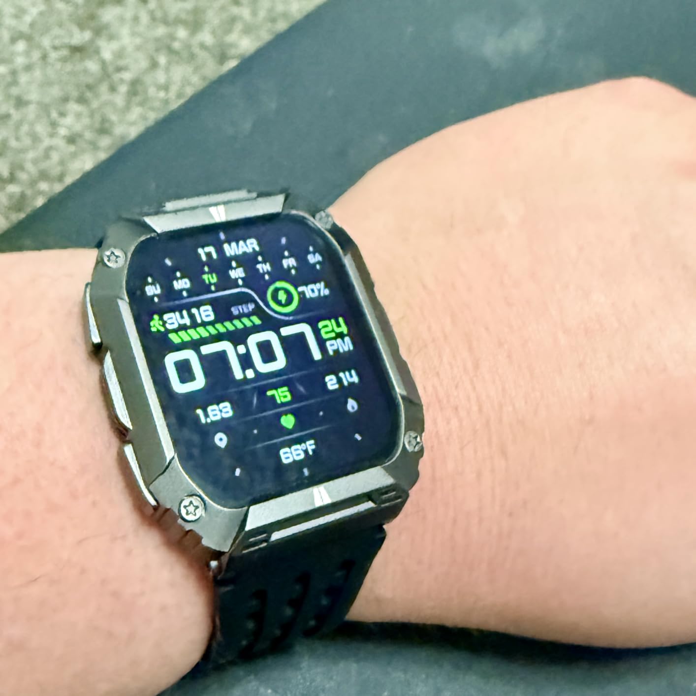 Smart Watches for Men, 1.95'' Fitness Watch: Waterproof Military Smart Watch with 100 Days Battery Life/Call/Flashlight/Sleep/SpO2/Heart Rate Monitor/Step Tracker, Sport Smartwatch for Android iPhone customer photo 1