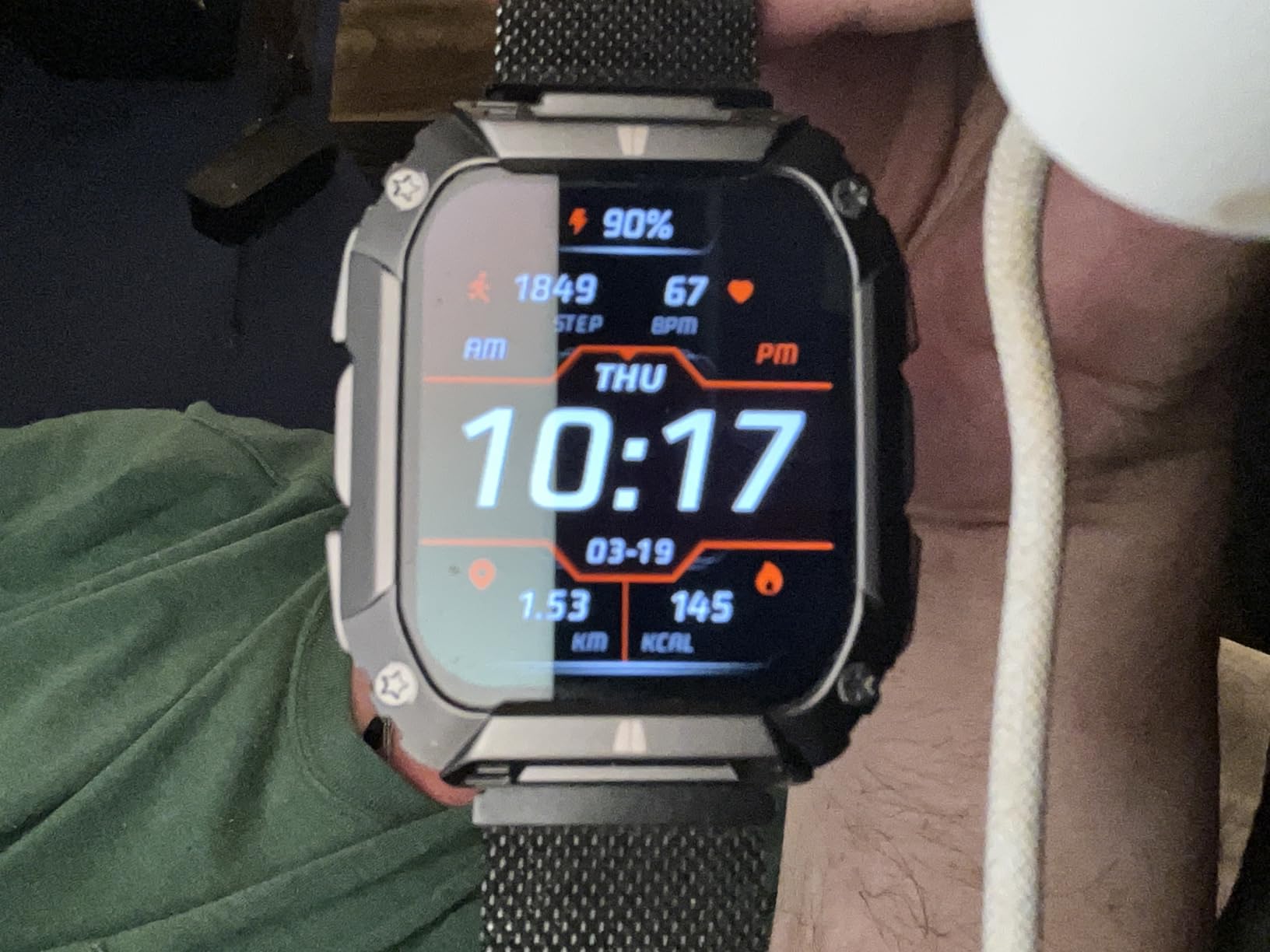 Smart Watches for Men, 1.95'' Fitness Watch: Waterproof Military Smart Watch with 100 Days Battery Life/Call/Flashlight/Sleep/SpO2/Heart Rate Monitor/Step Tracker, Sport Smartwatch for Android iPhone customer photo 2