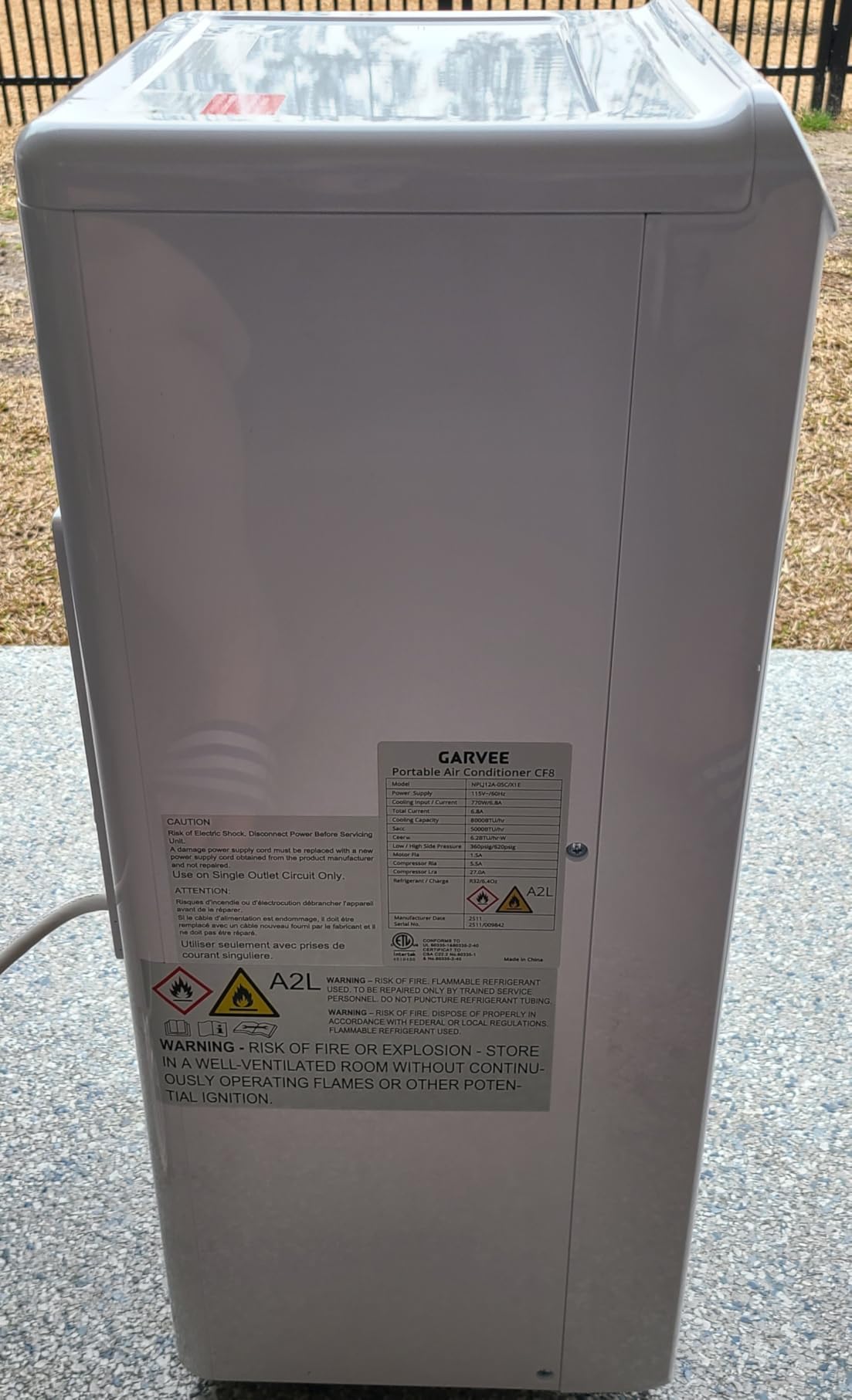 Garvee 8000 BTUs Portable Air Conditioner, Up to 350 Sq.Ft. Remote Control 48dB Portable AC Unit, Dehumidifier, Fan, Sleep, 24H Timer & Installation Kit, DOE Certified, Ceer 6.2, White+Black Panel customer photo 2