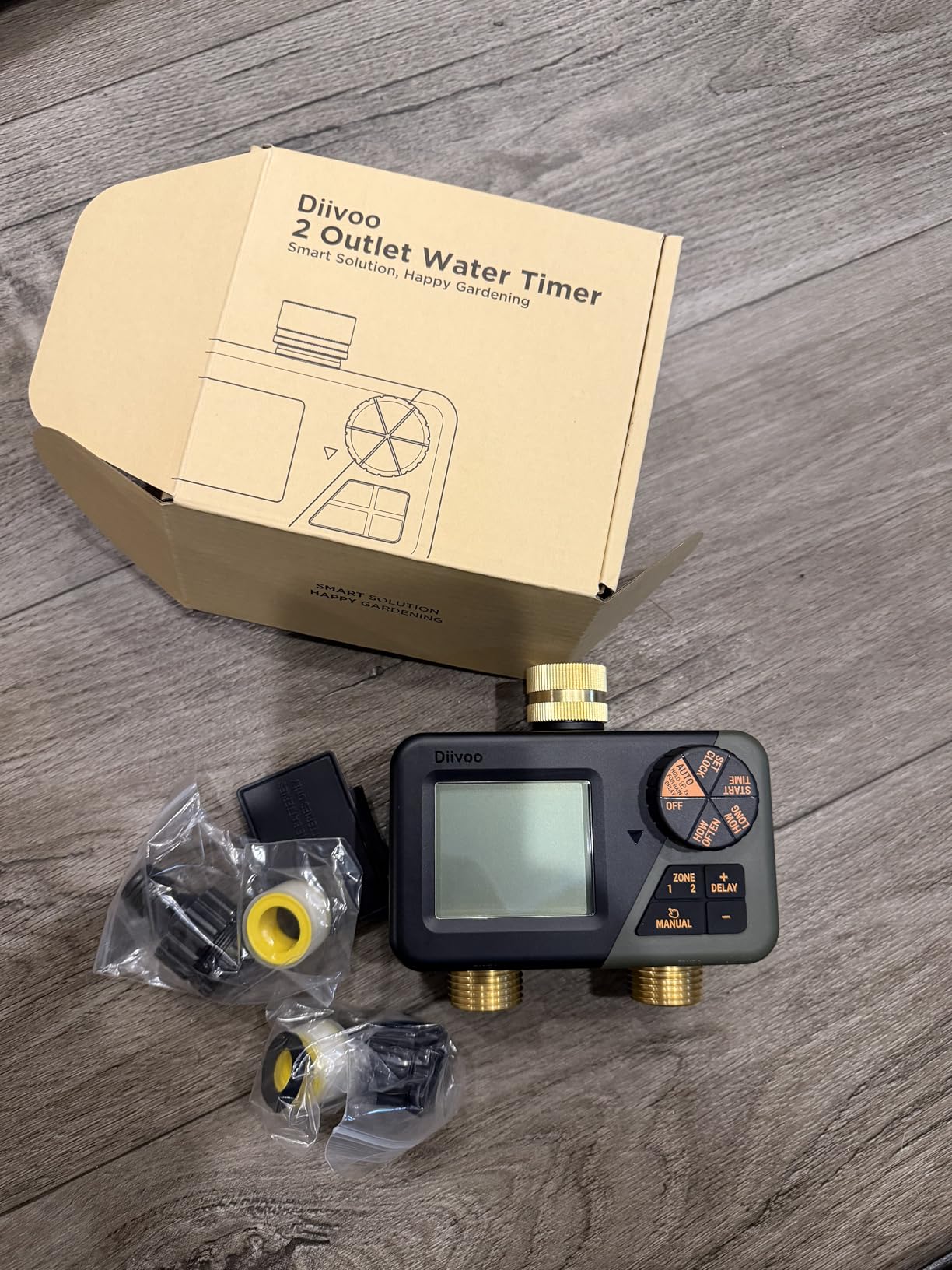 Diivoo Brass Sprinkler Timer 2 Zone, IP66 Waterproof Programmable Water Hose Timer 2 Outlet with Large Display, Rain Delay & Manual Watering for Outdoor Automatic Irrigation of Garden, Lawn, Yard customer photo 1