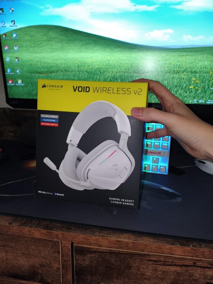 Corsair Void v2 Wireless Gaming Headset with Bluetooth for PC, PS5, PS4, Switch & Mobile - Dolby Atmos, Dual Wireless Multiplatform, Long Battery Life, Fast Charging - Pink customer photo 2