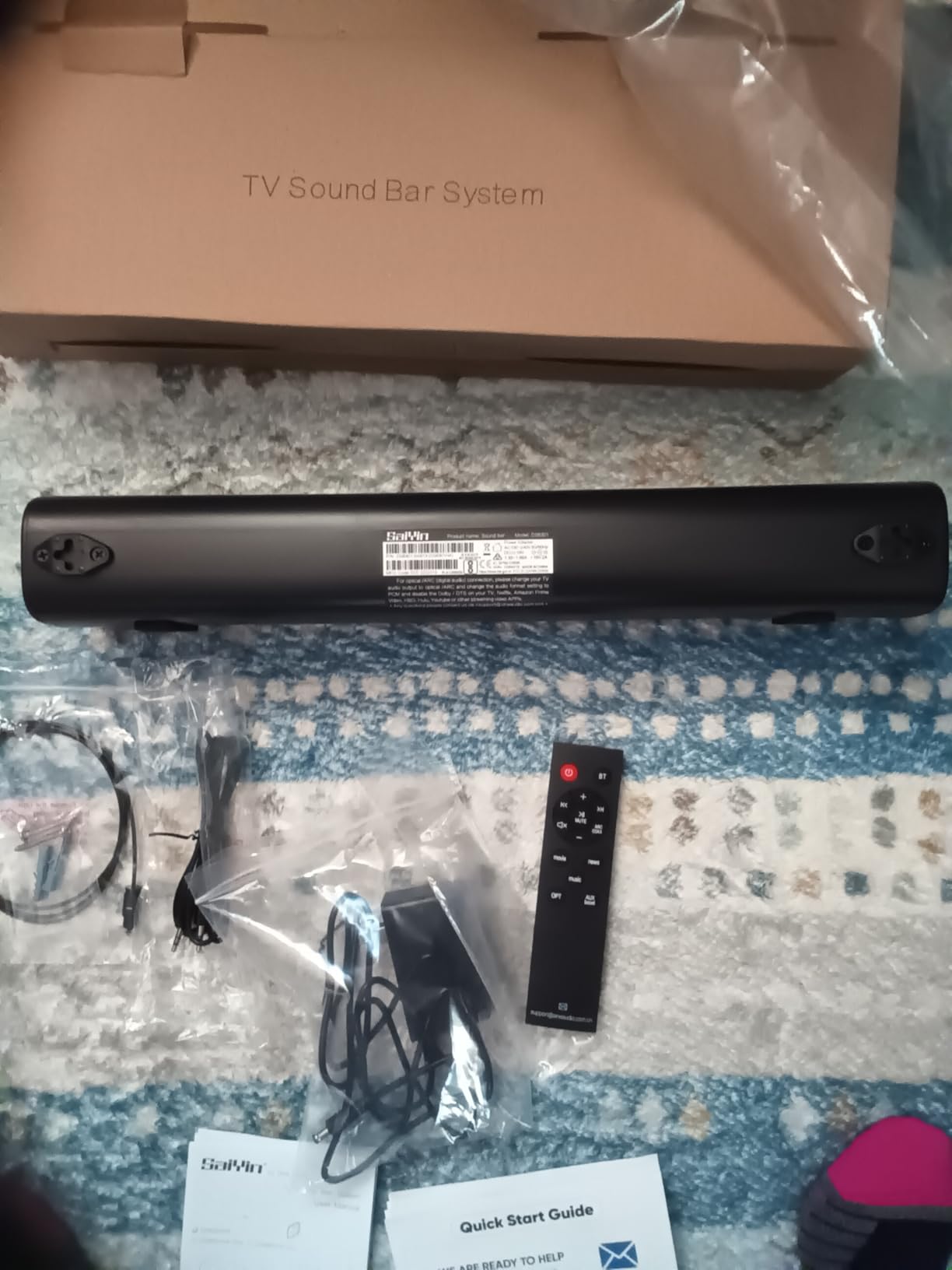 Saiyin Sound Bar for Smart TV, Balanced Sound, Soundbar with Bluetooth/TV-ARC/Optical/AUX Connect, Surround Sound for Home Theater Audio TV/PC/Gaming/Projectors, Wall Mountable customer photo 2