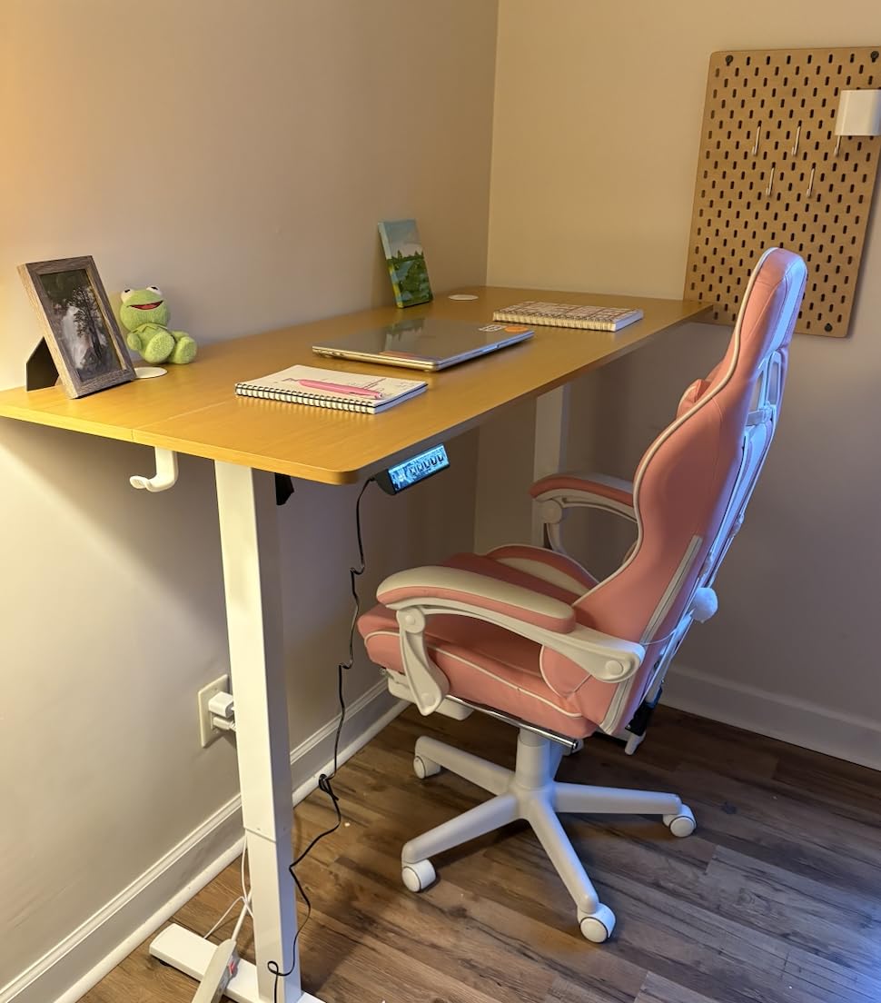 DUMOS 63 Inch Electric Standing Desk Height Adjustable, Sit to Stand Computer Workstations Large Work PC Table Home Office Writing Gaming Desks with Memory Presets for Walking Pad, Bedroom, Rustic customer photo 2