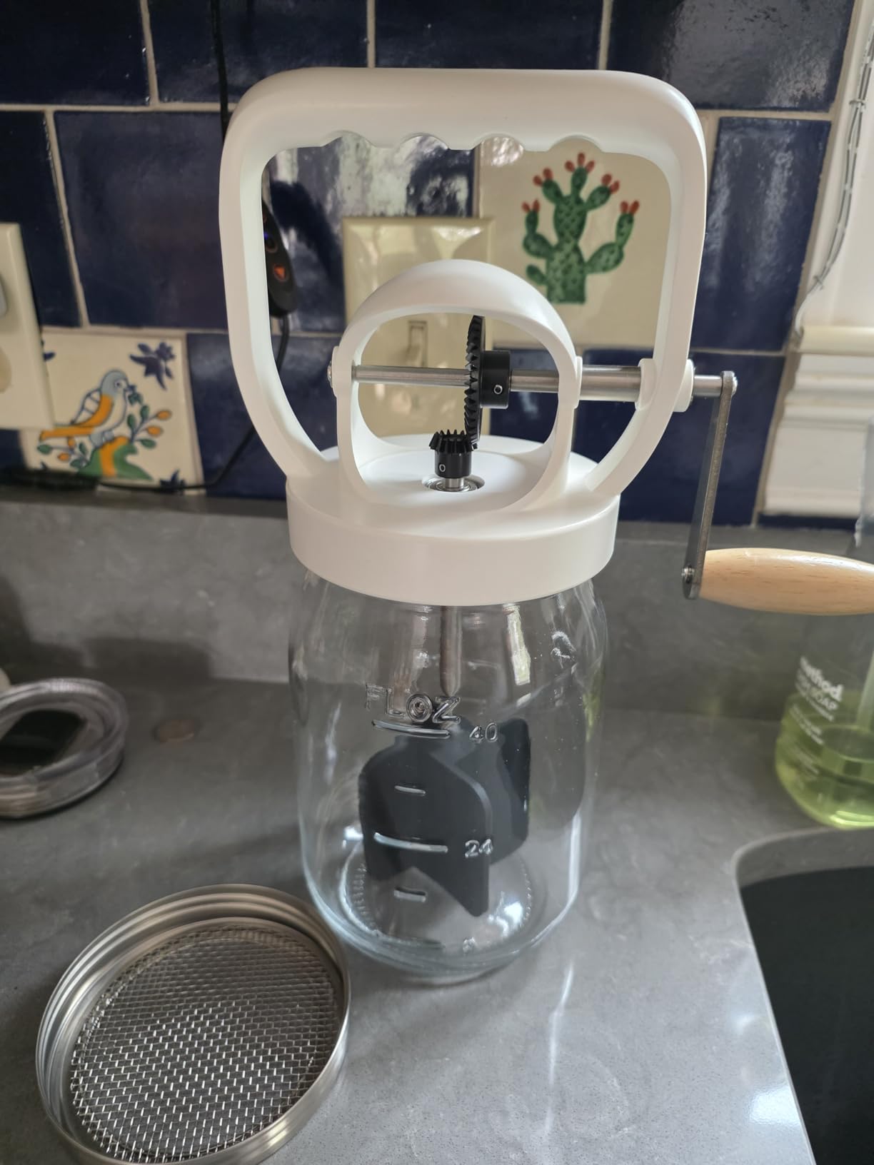 CAROD Classical Butter Churner, 1.5L Glass Jar with Hand Injury Prevention Device & Sifting Lid, 50oz Hand Crank Jar Maker Creates Fresh Homemade Butter within 15 Min, Ideal DIY Kitchen Gift customer photo 1