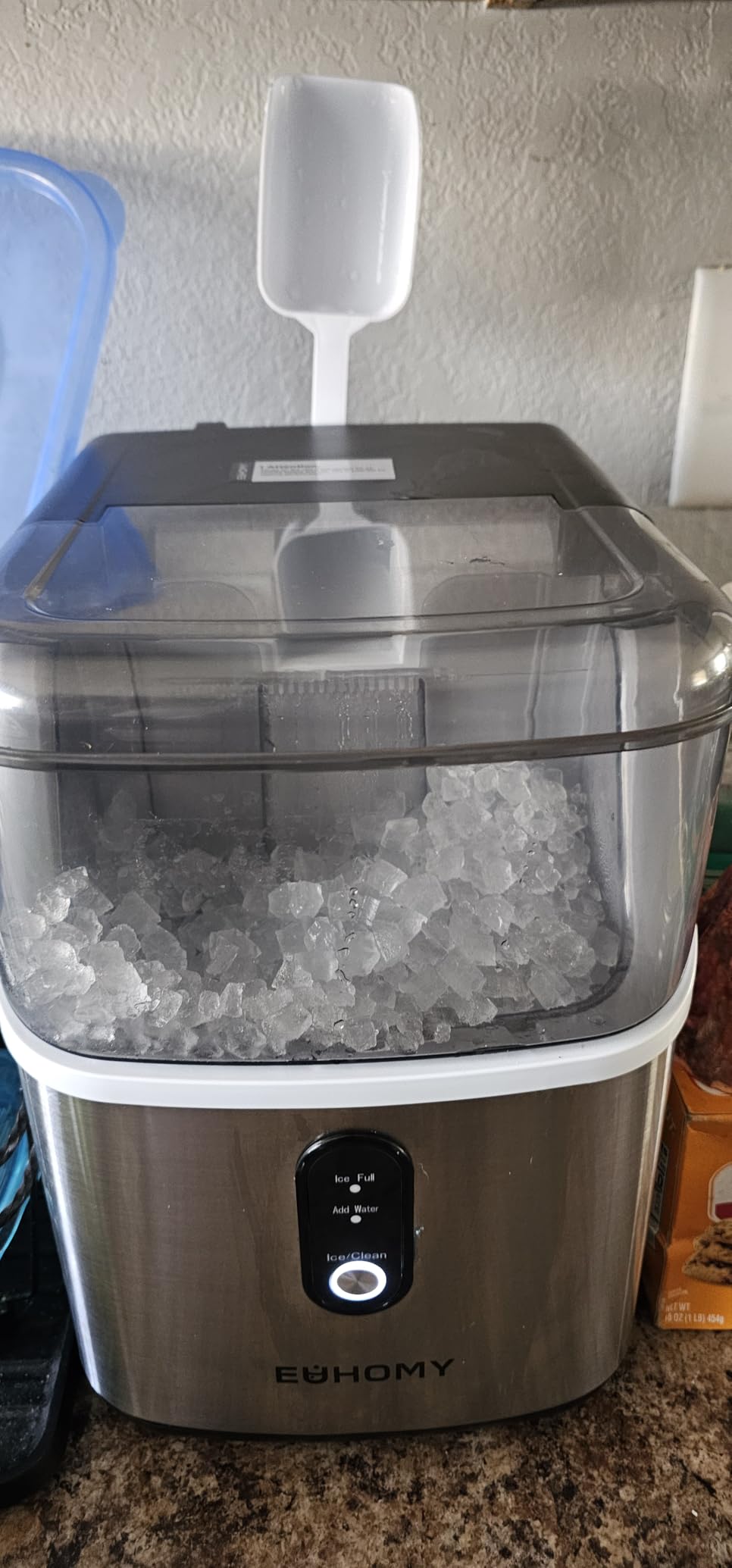 EUHOMY Nugget Ice Maker Countertop, Ready in 7 Mins, 34Lbs/24H Pebble Ice Maker Machine, Self-Cleaning Countertop Sonic Ice Makers with Ice Scoop&Basket, Pellet Ice Maker for Home, Stainless Steel customer photo 1