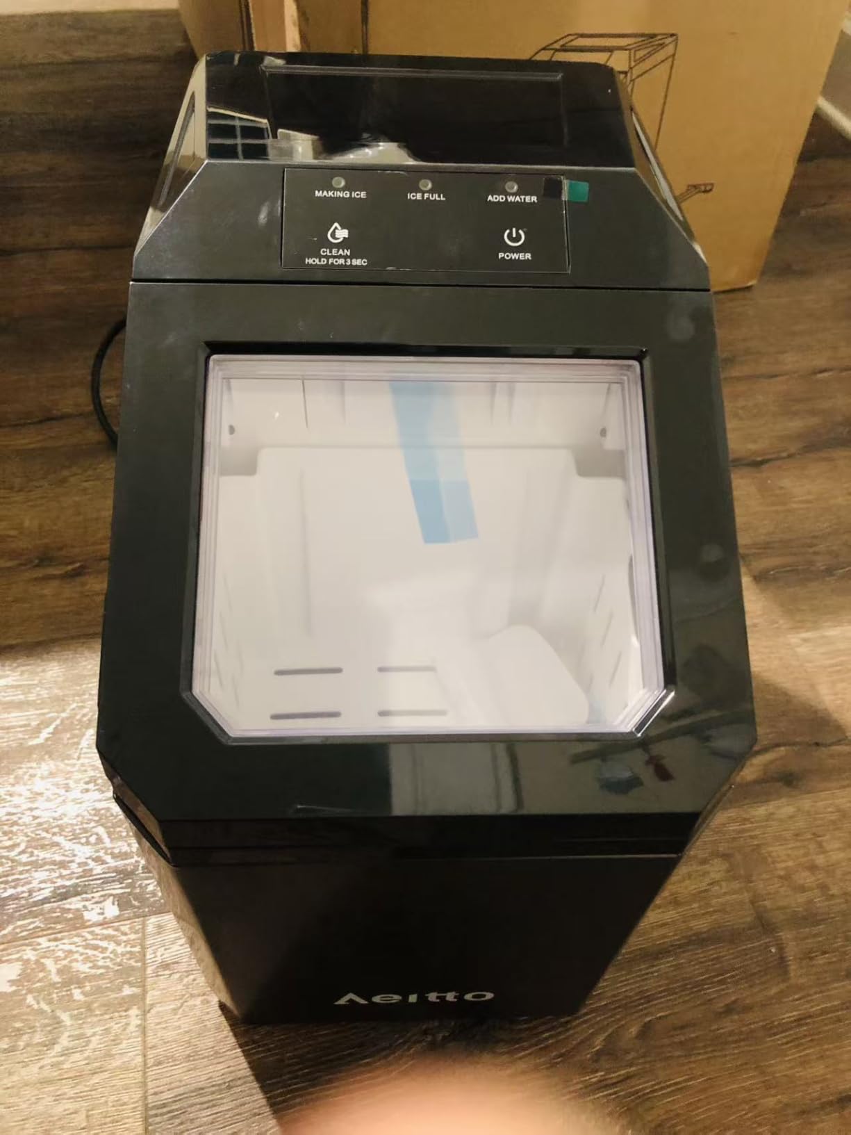 Aeitto Nugget Ice Maker Countertop, 55lbs/24H Ice Machine with 3.6L Water Tank&3.2Lbs Ice Basket, Self-Cleaning Pebble Ice Maker with Stainless Steel Housing for Home Office and Party, Black customer photo 2