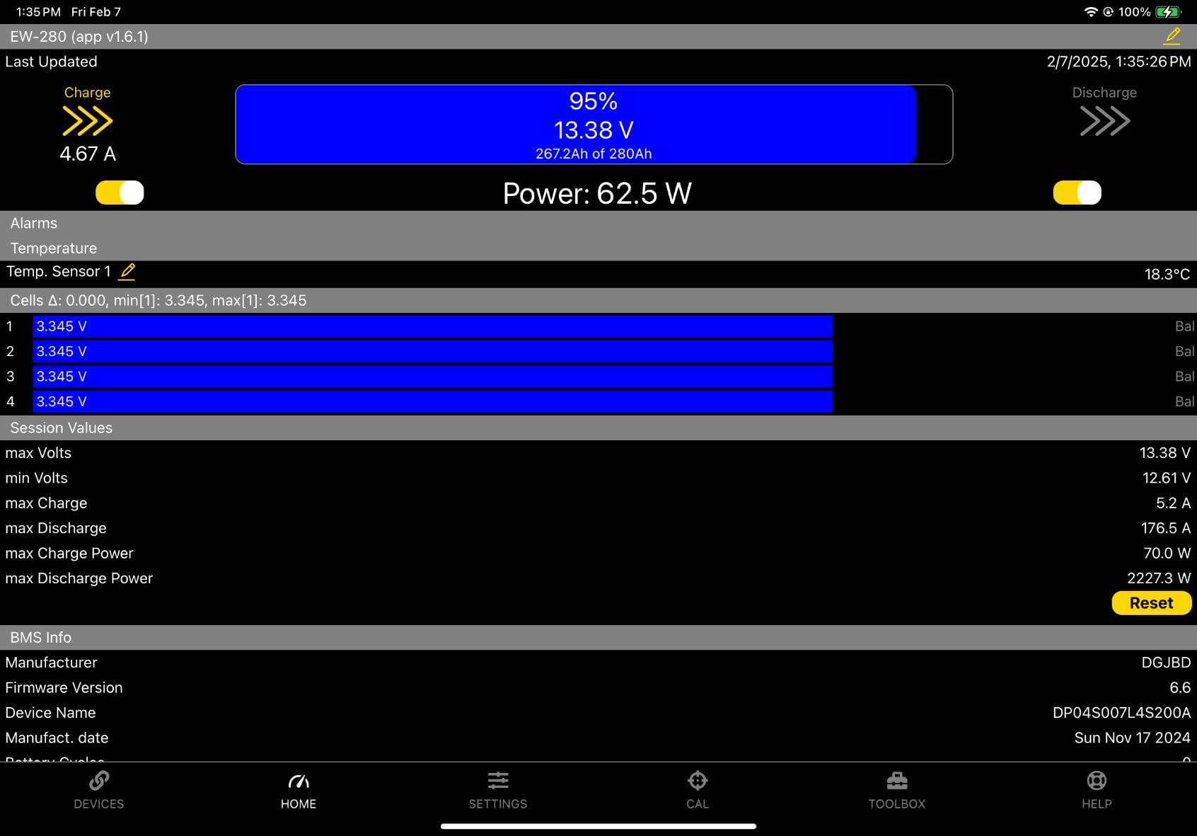 ECO-WORTHY 12V 280Ah Metal Case LiFePO4 Lithium Battery with Bluetooth, Low-Temp Protection, Built in 200A BMS, 3584Wh Max for Off-Grid Solar, RV, Camper, Trolling Motor, Home Use customer photo 1