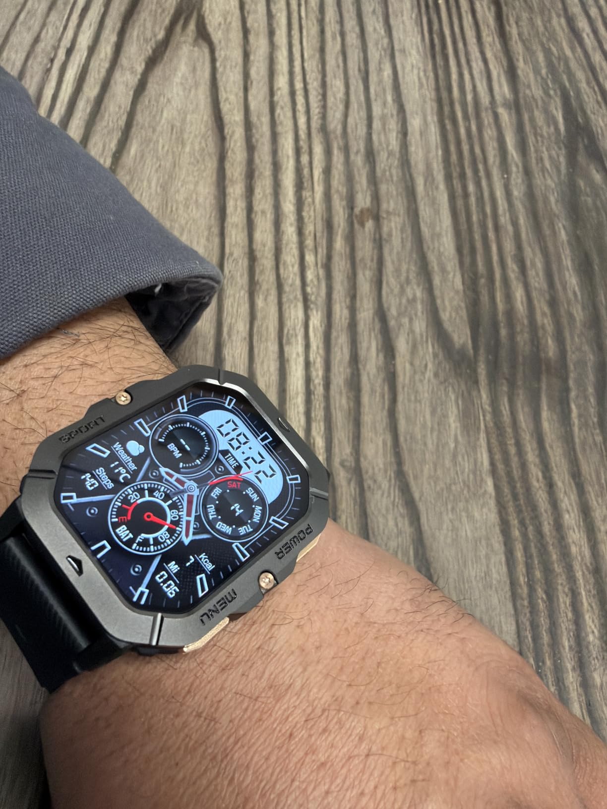 Military Smart Watch for Men(Answer/Make Call), 10 ATM Waterproof Outdoor Sports Fitness Tracker with/Blood Pressure/Heart Rate/Sleep Monitor, Rugged Tactical Smartwatch for Android & iPhone(2 Bands) customer photo 1