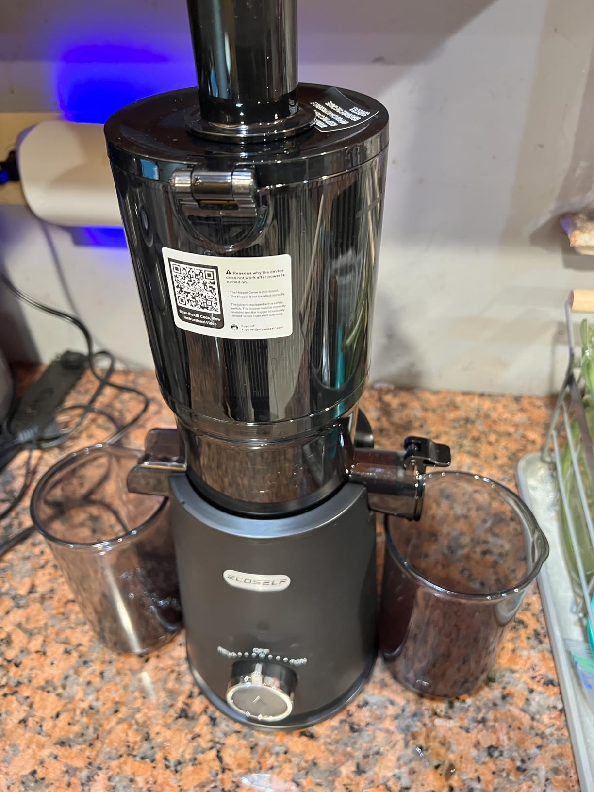 ECOSELF Cold Press Juicer - Large Mouth Hopper For Whole Fruits & Vegetables - Juicer Machines with Hands-Free Design - Slow Masticating Juicers High Juice Yield With Pusher - For Party Gathering customer photo 1