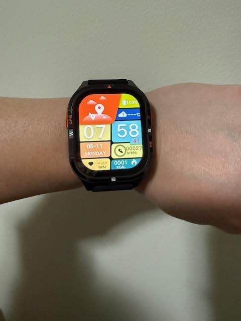 Military GPS Smart Watch for Men with Compass/Altitude/Flashlight, 2.01