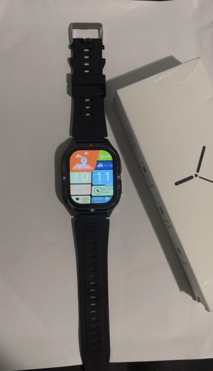 Military GPS Smart Watch for Men with Compass/Altitude/Flashlight, 2.01