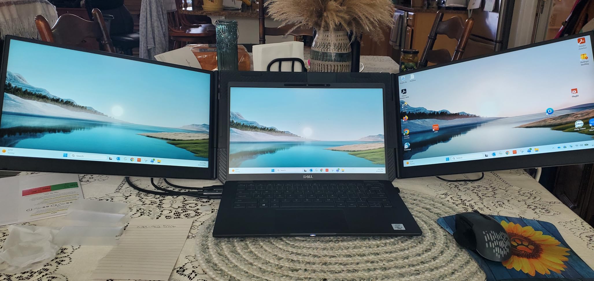 APILDELLA 15.6'' Triple Laptop Screen Extender, 1080P FHD Portable Dual Monitor for Laptop USB C HDMI, Plug-Play Monitor Extender for Triple Display for Mac/Windows, Fit 13