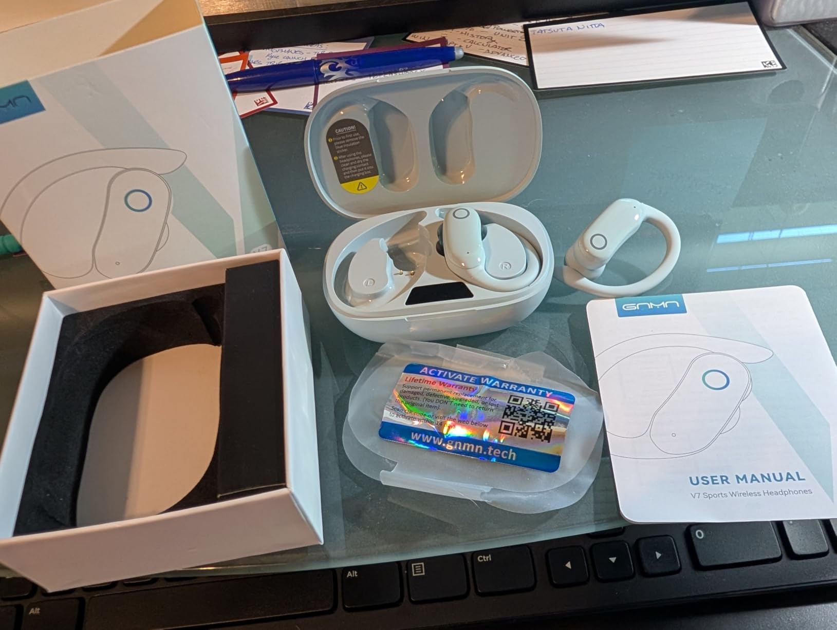 GNMN Active Noise Cancelling Ear Buds Wireless Earbuds 96hrs Playback Bluetooth Headphones Dual Battery Display Stereo Bass Earphones with Earhooks Microphone IPX7 Waterproof Headset for Sports/Gym customer photo 2