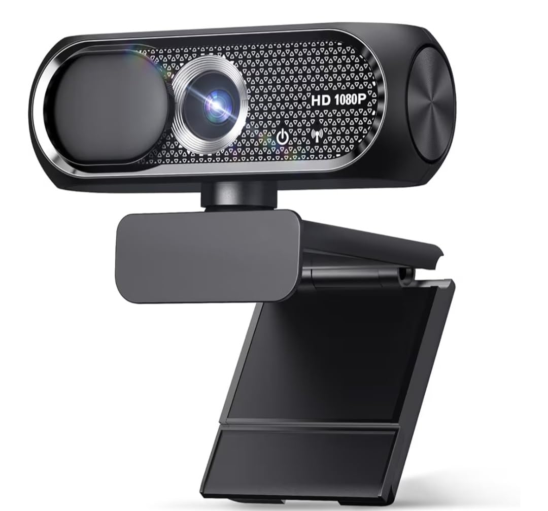 1080P HD Webcam with Microphone, Noise Cancellation, Privacy Cover, Wide-Angle Lens, Auto Light Correction, Plug & Play USB Webcam for Laptop, Desktop, PC, Mac, Zoom, Skype, Streaming (Black) customer photo 1