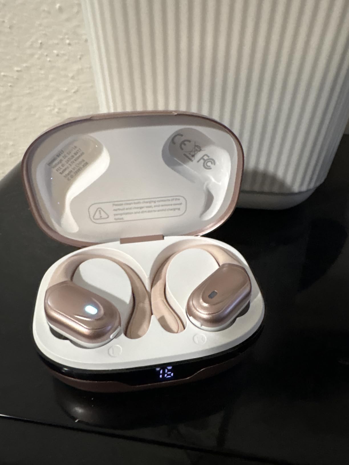 Wireless Earbuds, Sports Bluetooth Headphones, 80Hrs Playtime Ear Buds with LED Power Display, Noise Canceling Headset, IPX7 Waterproof Earphones for Workout/Running (Rose Gold) customer photo 1