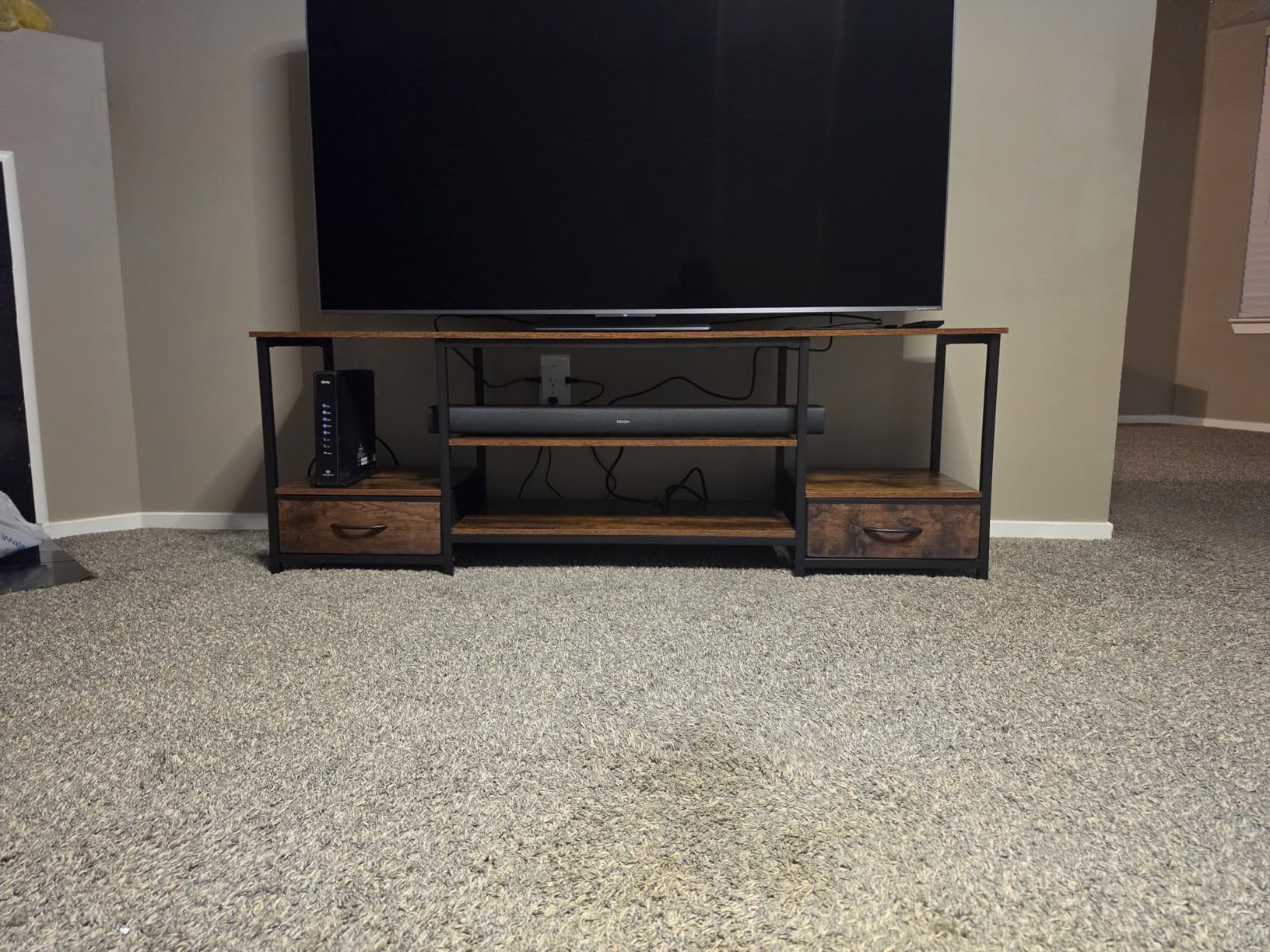 DUMOS 47 Inch TV Stand for 55-65 Inch TVs, Entertainment Center with Charging Station(2AC+USB+Type-C), Media Console Table with Storage Drawers & Open Shelves, Heavy Duty for Living Room, Rustic Brown customer photo 1