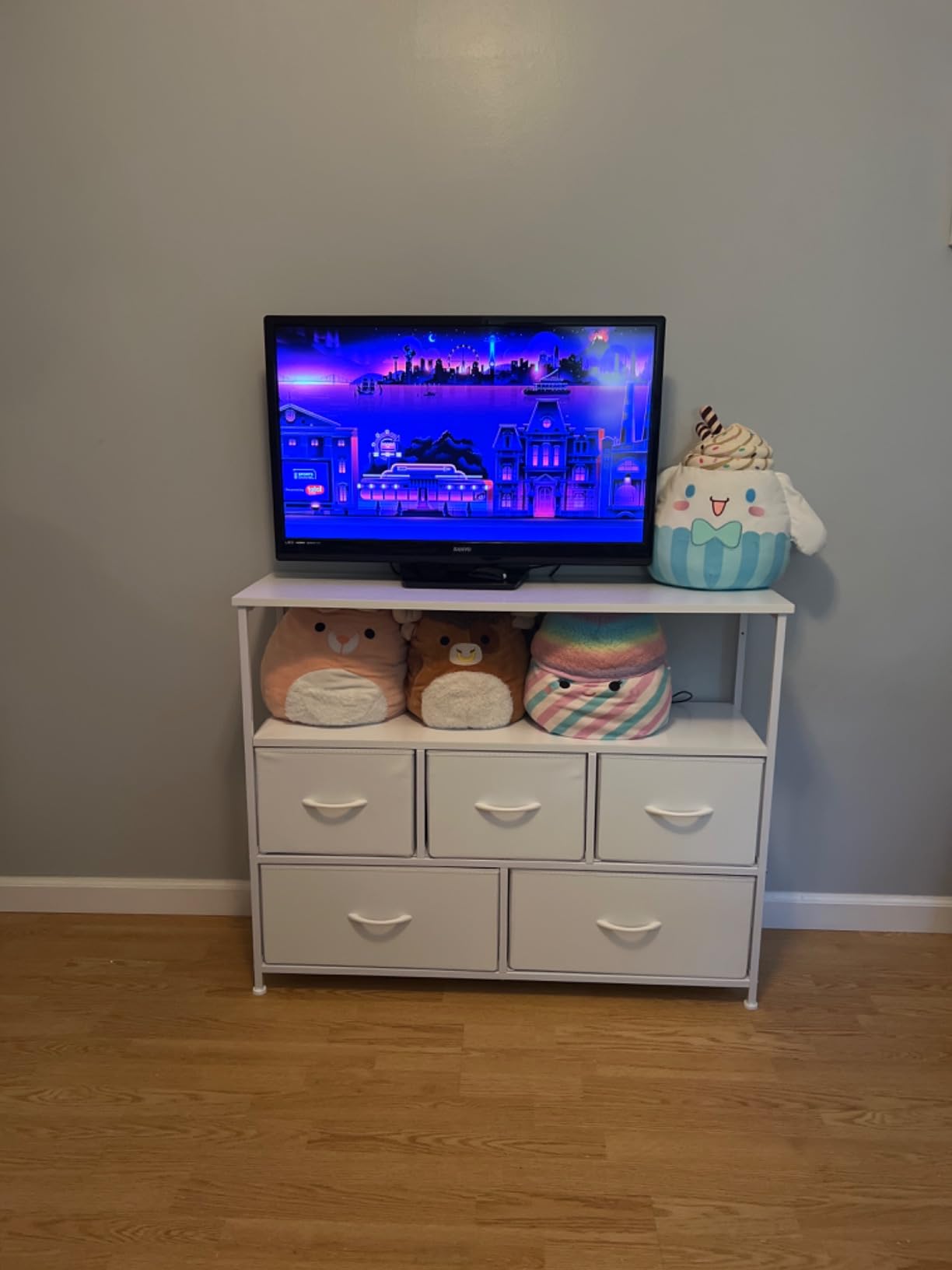 DUMOS 47 Inch TV Stand for 55-65 Inch TVs, Entertainment Center with Charging Station(2AC+USB+Type-C), Media Console Table with Storage Drawers & Open Shelves, Heavy Duty for Living Room, Rustic Brown customer photo 2