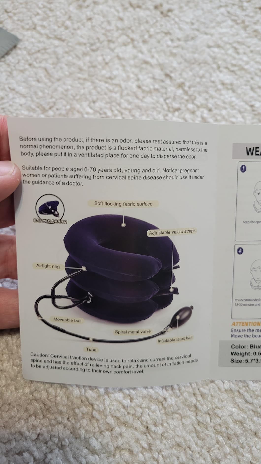 Neck Stretcher, Cervical Traction Device, Neck Traction Device for Neck Pain Relief, Adjustable Inflatable Neck Stretcher Cervical Traction and Neck Brace, Neck Decompression Home Use (Blue) customer photo 1