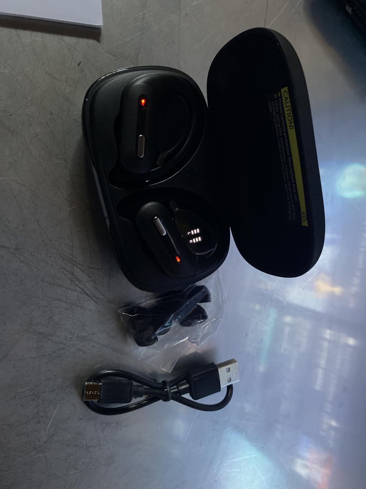 Active Noise Cancelling Ear Buds Wireless Earbuds 90 Hrs Playtime Bluetooth Headphones with Hi-Res Stereo Deep Bass Power Display Earphones with Earhooks Waterproof Transparency Headset for Sports/Gym customer photo 2