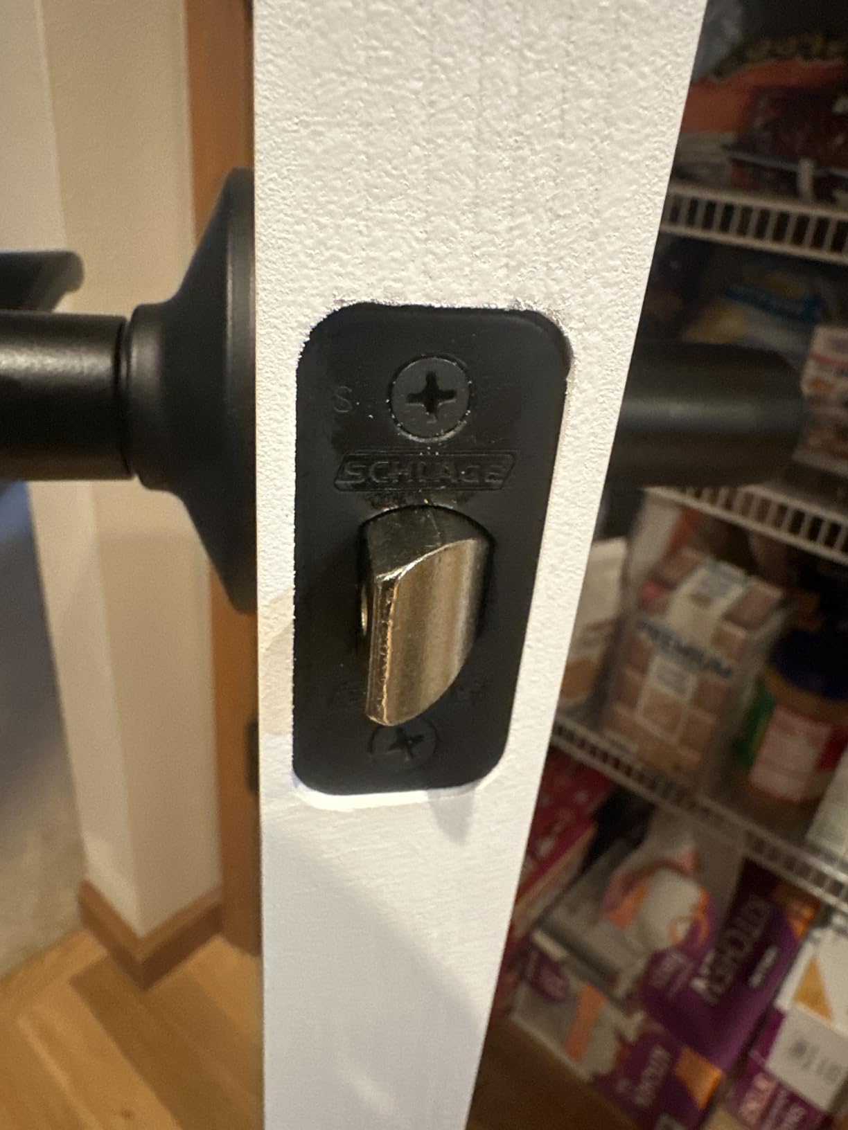 Schlage F40 ACC 619 Accent Door Lever, Bed & Bath Privacy Lock, Satin Nickel customer photo 2