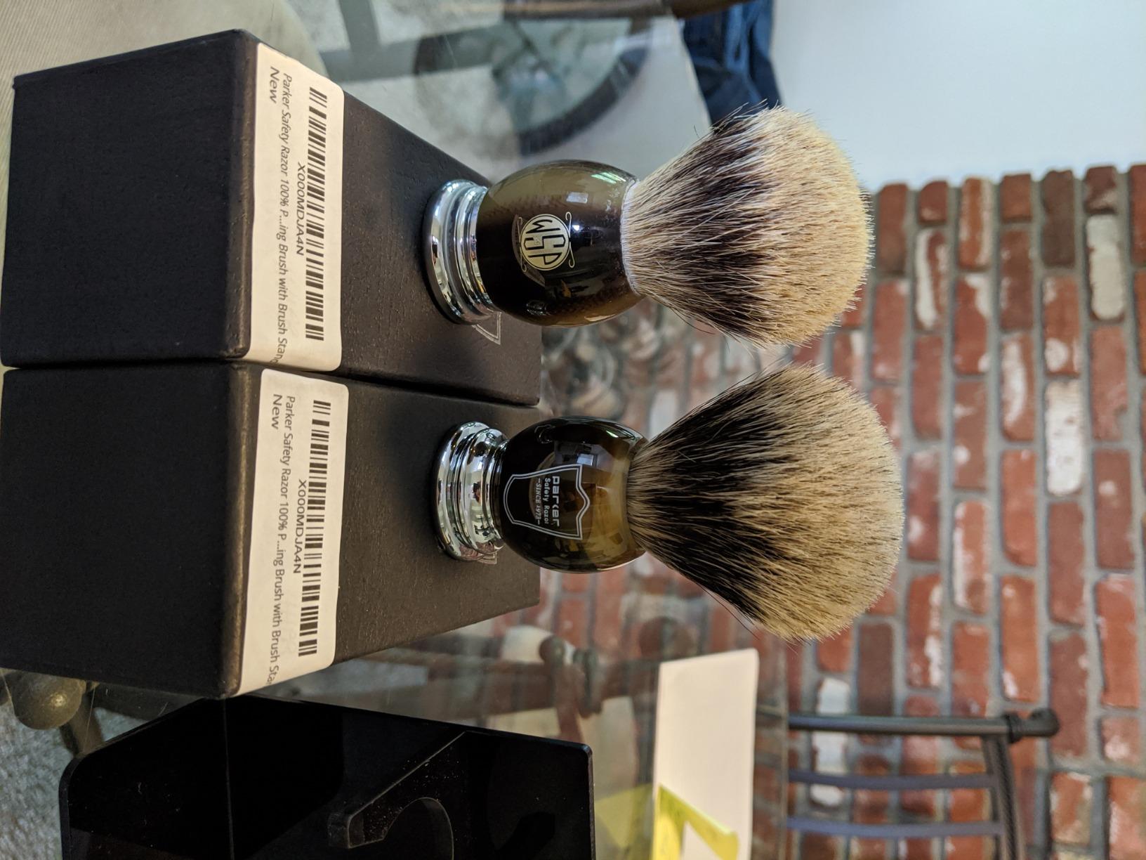 Parker Pure Badger Shaving Brush with Stand - Black & Chrome Handle, 22mm Knot | Rich Lather for Soap & Cream | Handcrafted Wet Shaving Brush for Men | Premium Grooming Tool customer photo 1