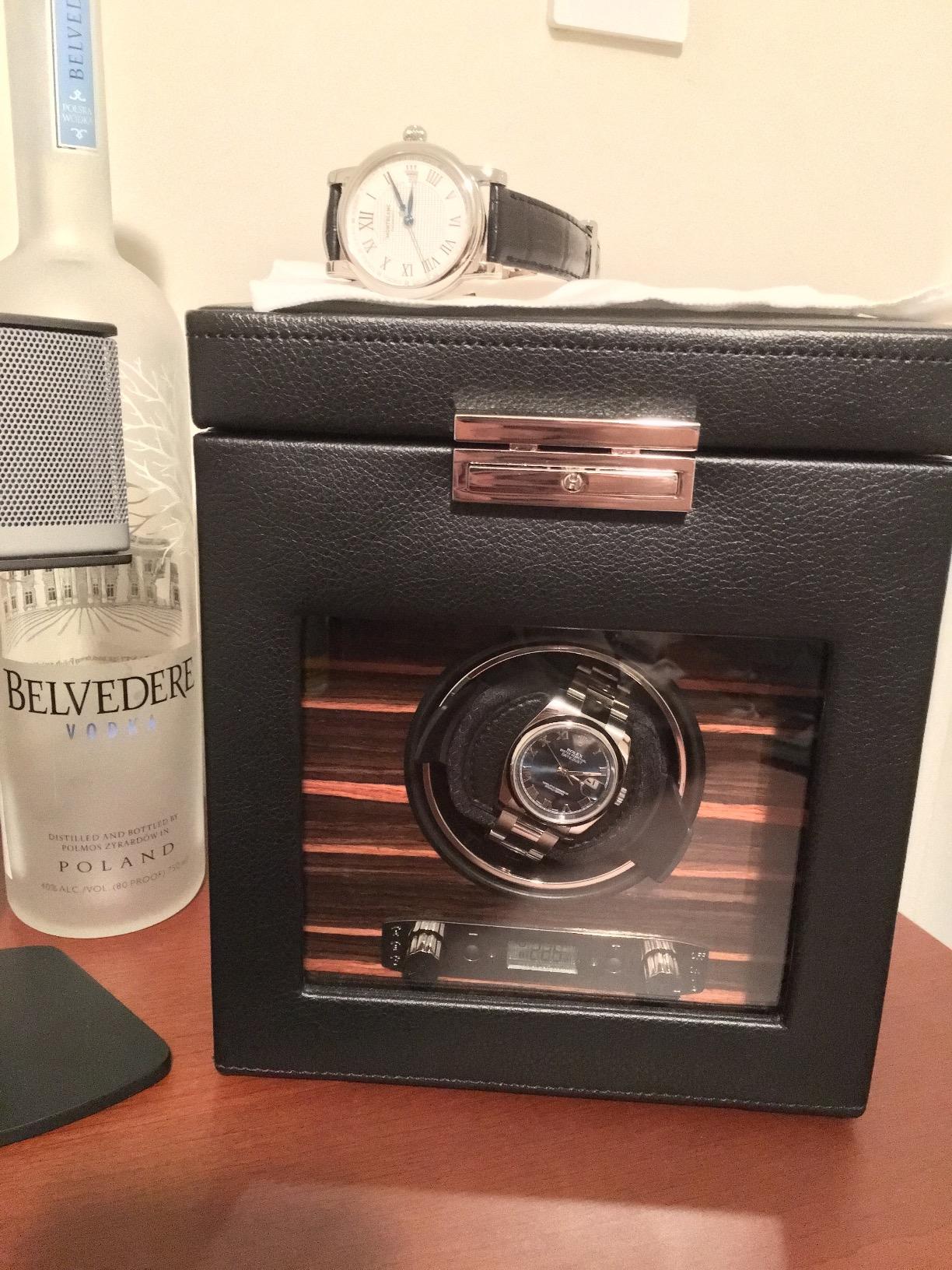 WOLF Roadster Triple Watch Winder with Storage, Black customer photo 1