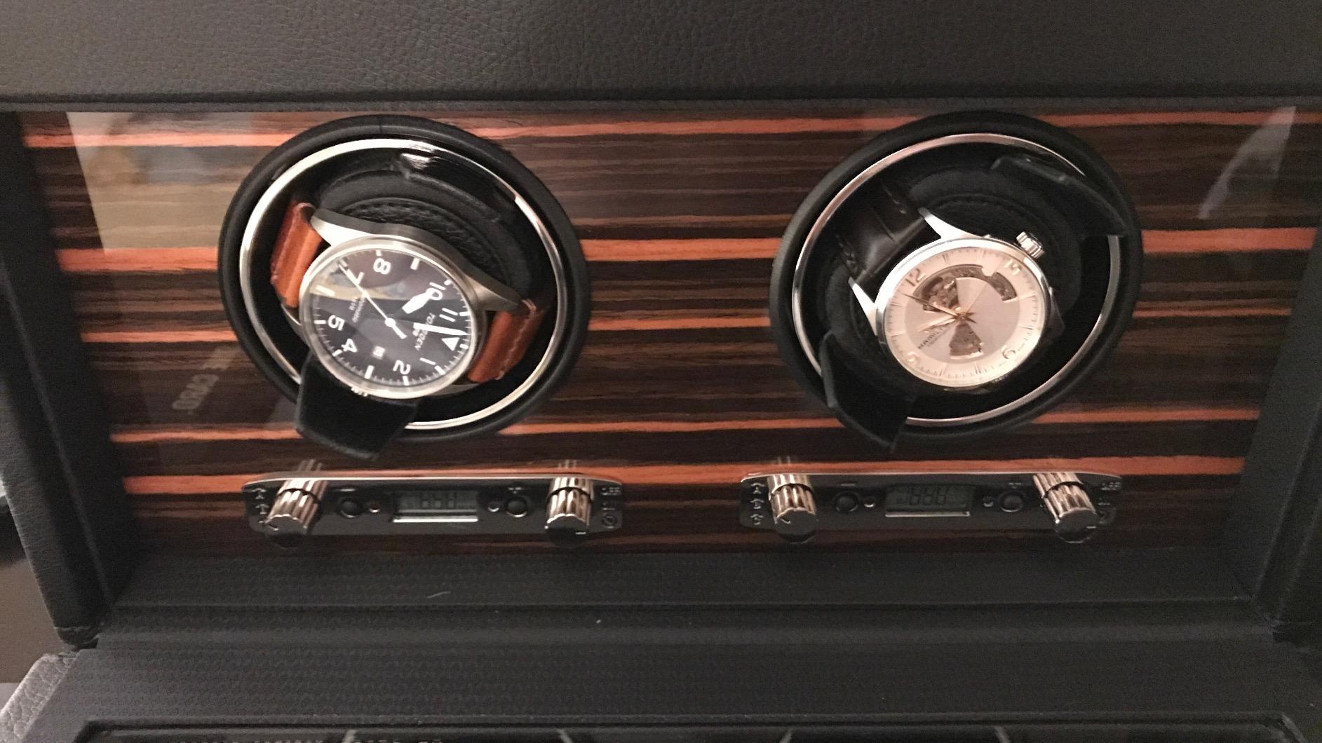 WOLF Roadster Triple Watch Winder with Storage, Black customer photo 2
