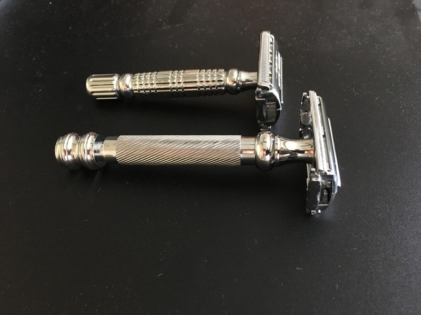 Parker 99R Chrome Long Handle Heavyweight Butterfly Open Double Edge Safety Razor for Men | 5 Parker Premium Platinum Double Edge Razor Blades Included | Iconic Brand customer photo 1