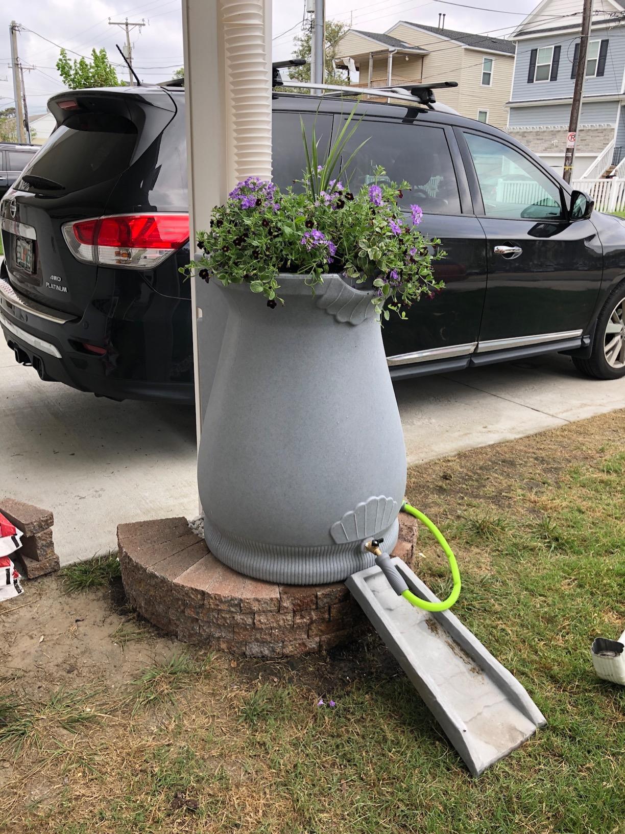 Good Ideas Rain Wizard Plastic Resin Urn, 65 Gallon Rain Barrel with Self-Draining Planter Top and Meshed Screen to Block Debris, Sandstone customer photo 2