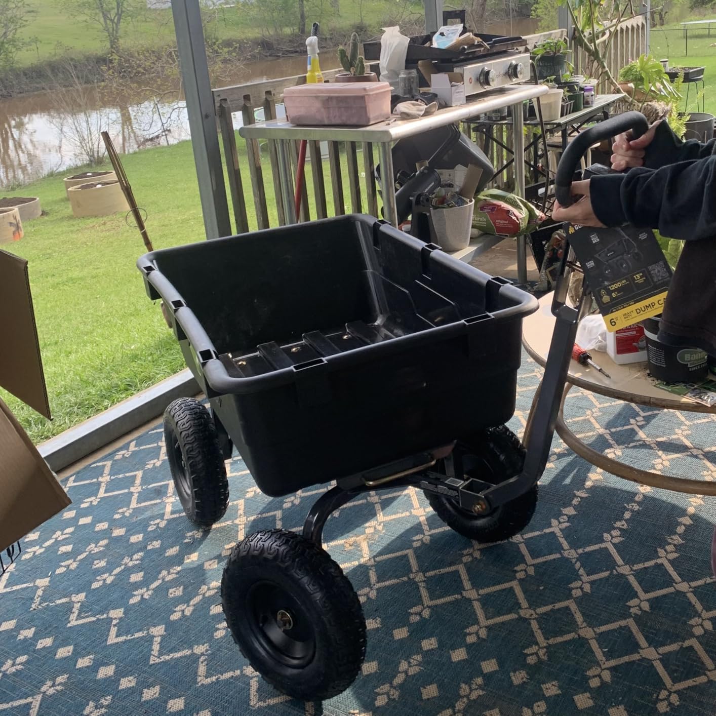 Gorilla Carts Poly Garden Dump Cart, 4 Cu Ft Tub, 600 lb Haul Capacity, Black - Heavy-Duty Utility Wagon with Quick-Release Dumping & Pneumatic Tires for Yard, Landscaping and Gardening customer photo 2