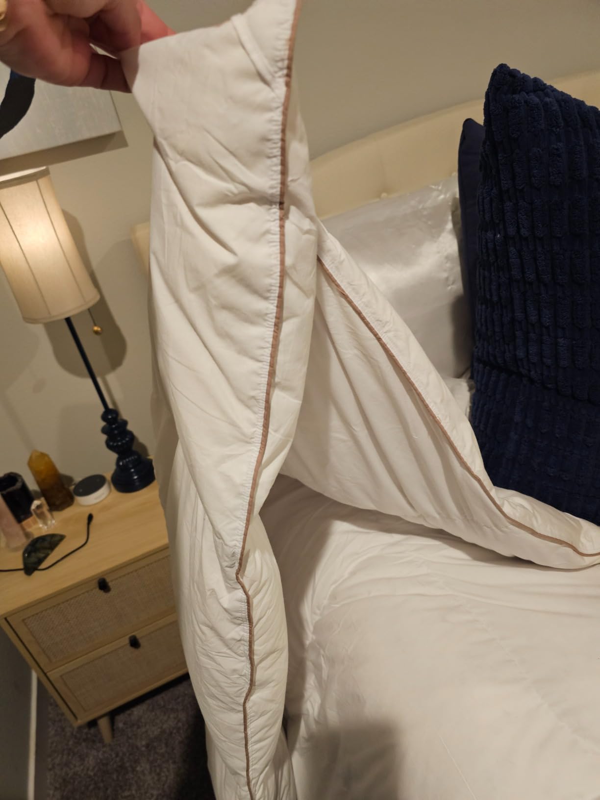 SNOWMAN Premium Down Comforter Queen Size, Luxurious All Season Duvet Insert with Cotton Blended Fabric, 3D Baffle Box Design Hotel Bedding Comforter, Khaki, 90