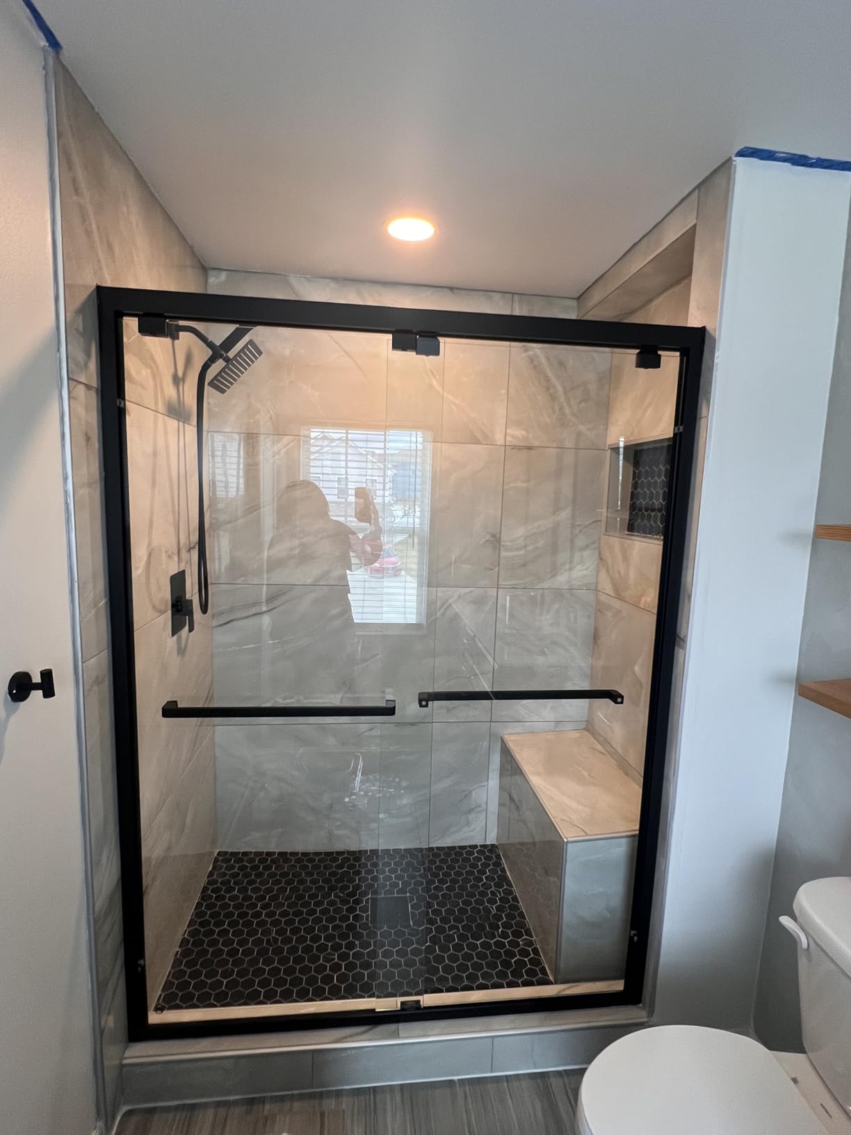 DreamLine Encore 56-60 in. W x 76 in. H Semi-Frameless Bypass Shower Door in Chrome customer photo 2