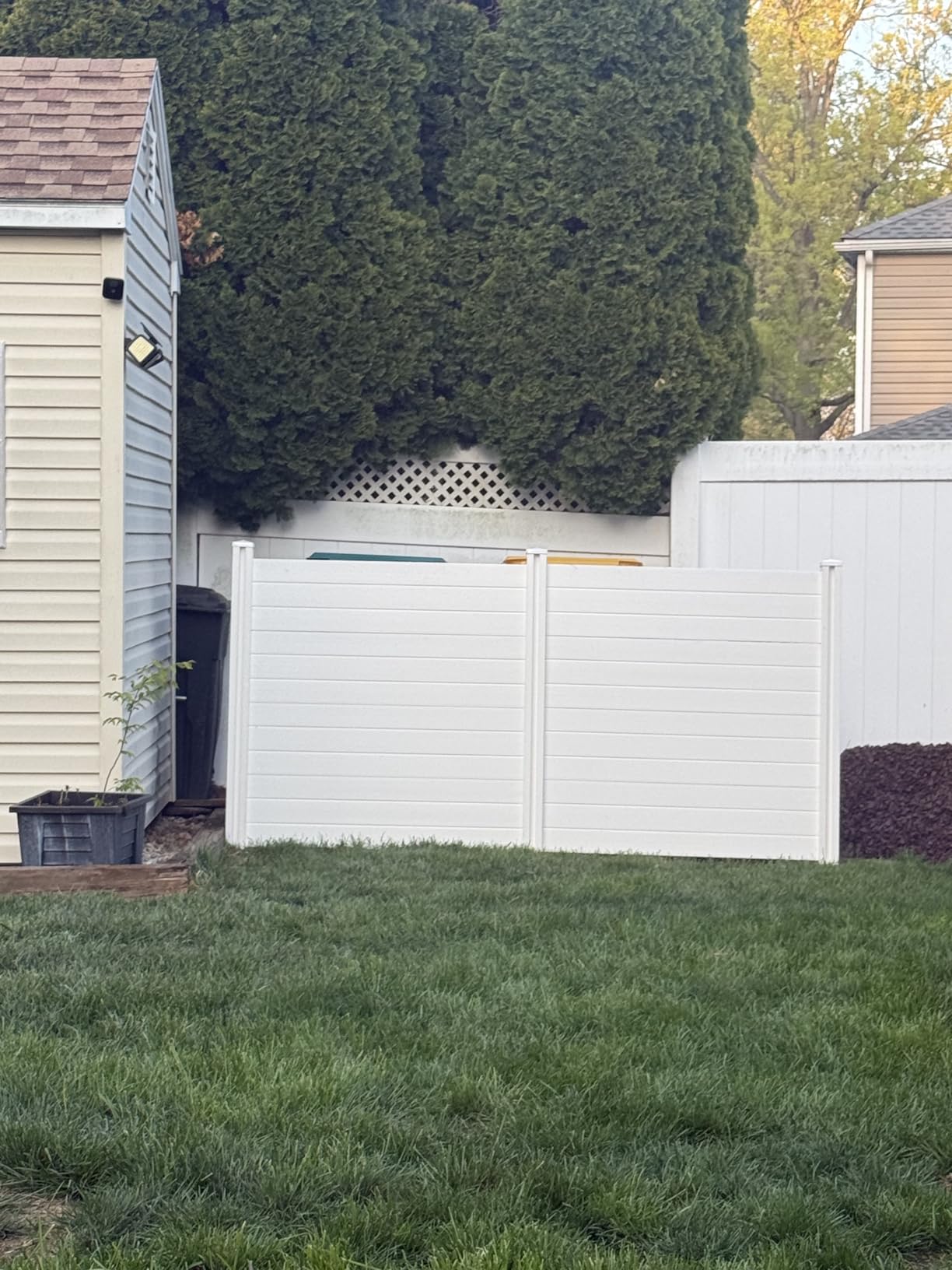 4ft H x 4ft W (2 Panels) No Dig Enclo Premium White Vinyl Privacy Screen, Outdoor Privacy Panels, Use As Air Conditioner Fence, Trash Can Enclosure, Pool Equipment Enclosure, ZP19014 customer photo 1