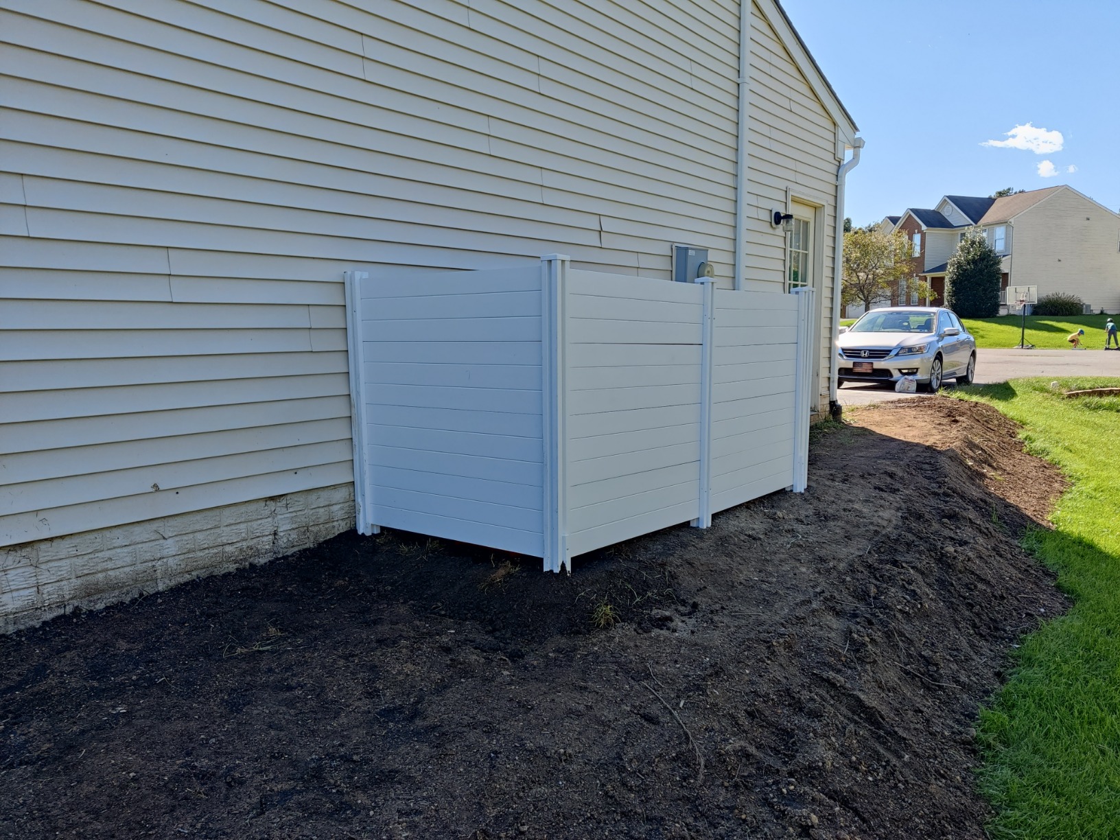 4ft H x 4ft W (2 Panels) No Dig Enclo Premium White Vinyl Privacy Screen, Outdoor Privacy Panels, Use As Air Conditioner Fence, Trash Can Enclosure, Pool Equipment Enclosure, ZP19014 customer photo 2