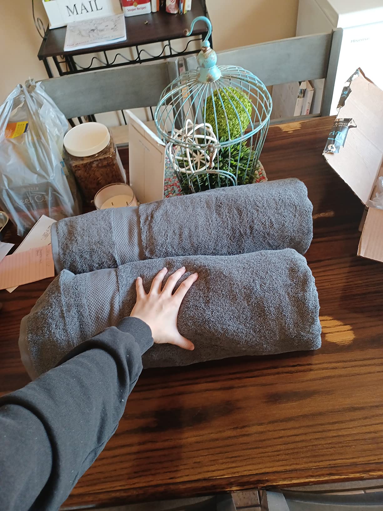 COTTON CRAFT Hotel Spa Luxury Bath Sheet - 2 Pack - Oversized Extra Large 40 x 80 - Heavyweight 700 GSM 2 Ply Ringspun Cotton - Soft Absorbent Everyday Use Home Bath Easy Care Towel Set - Grey customer photo 1