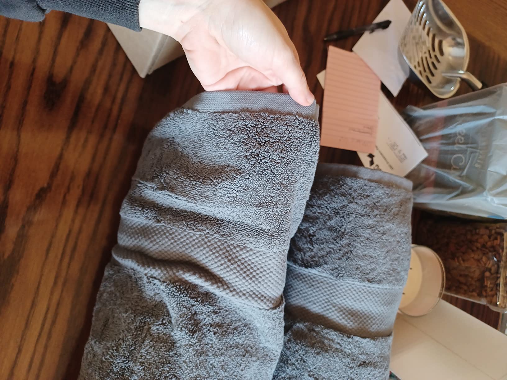 COTTON CRAFT Hotel Spa Luxury Bath Sheet - 2 Pack - Oversized Extra Large 40 x 80 - Heavyweight 700 GSM 2 Ply Ringspun Cotton - Soft Absorbent Everyday Use Home Bath Easy Care Towel Set - Grey customer photo 2