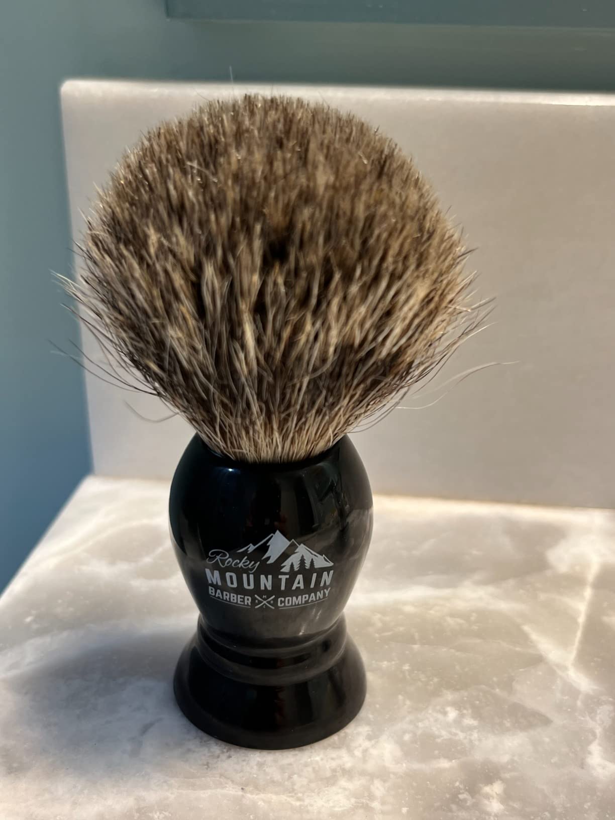 Rocky Mountain Barber Pure 100% Best Badger Hair Barber Grade Shaving Brush with Black Heavy Duty All-Resin Handle customer photo 1