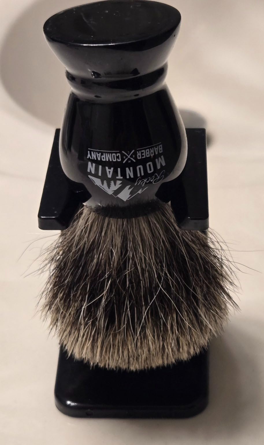 Rocky Mountain Barber Pure 100% Best Badger Hair Barber Grade Shaving Brush with Black Heavy Duty All-Resin Handle customer photo 2