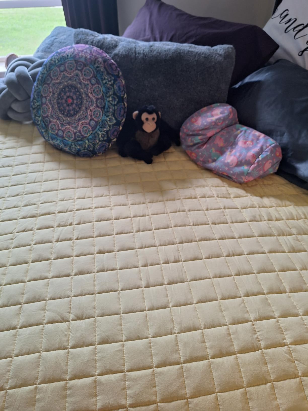 YnM 15lbs Weighted Blanket for Adults, Heavy Bed Throw Blanket with Cooling Glass Beads for All Season Use, Ideal for ~90lbs (48x72 Inches, Twin/Full, Dark Grey) customer photo 1