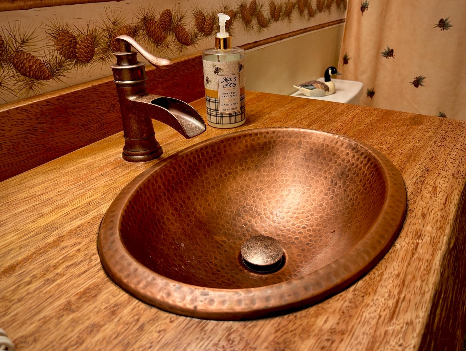 Monarch Abode Bathroom Sink - 17-Inch Oval Drop In Bathroom Sink, Top Mount Hand Hammered Pure Copper Vanity Sinks for Countertop, Powder Room, Guest Bath or Restroom customer photo 2