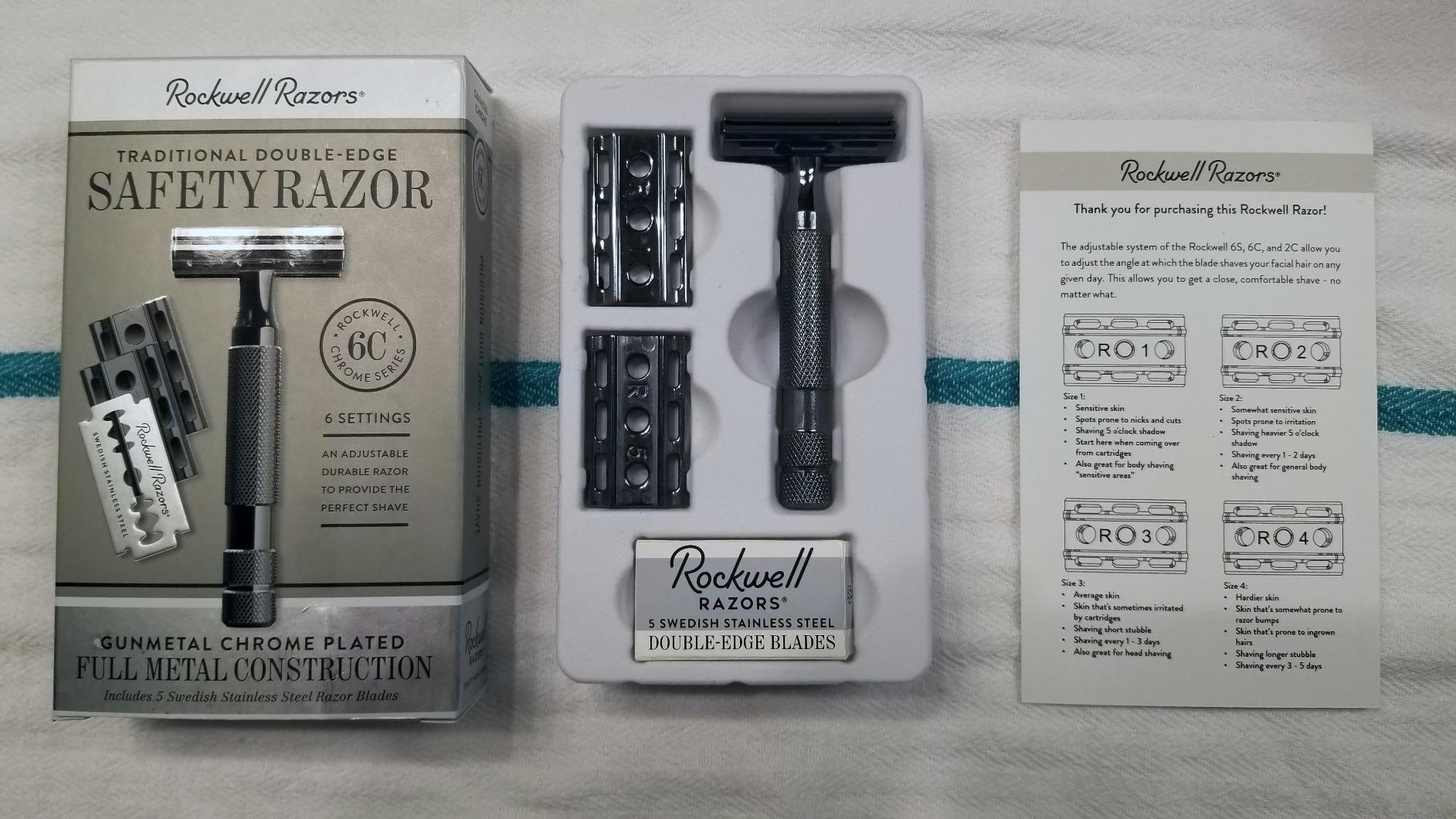 ROCKWELL RAZORS 6C Gunmetal Chrome Safety Razor With 6 Adjustable Shave Settings and 5 Fully Recyclable Razor Blades. Reusable Safety Razors for Men and Women. customer photo 1