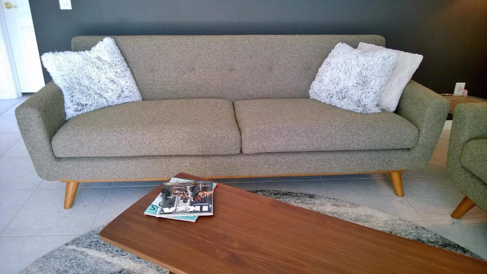 Modway Engage Mid-Century Modern Upholstered Fabric Sofa in Beige customer photo 2