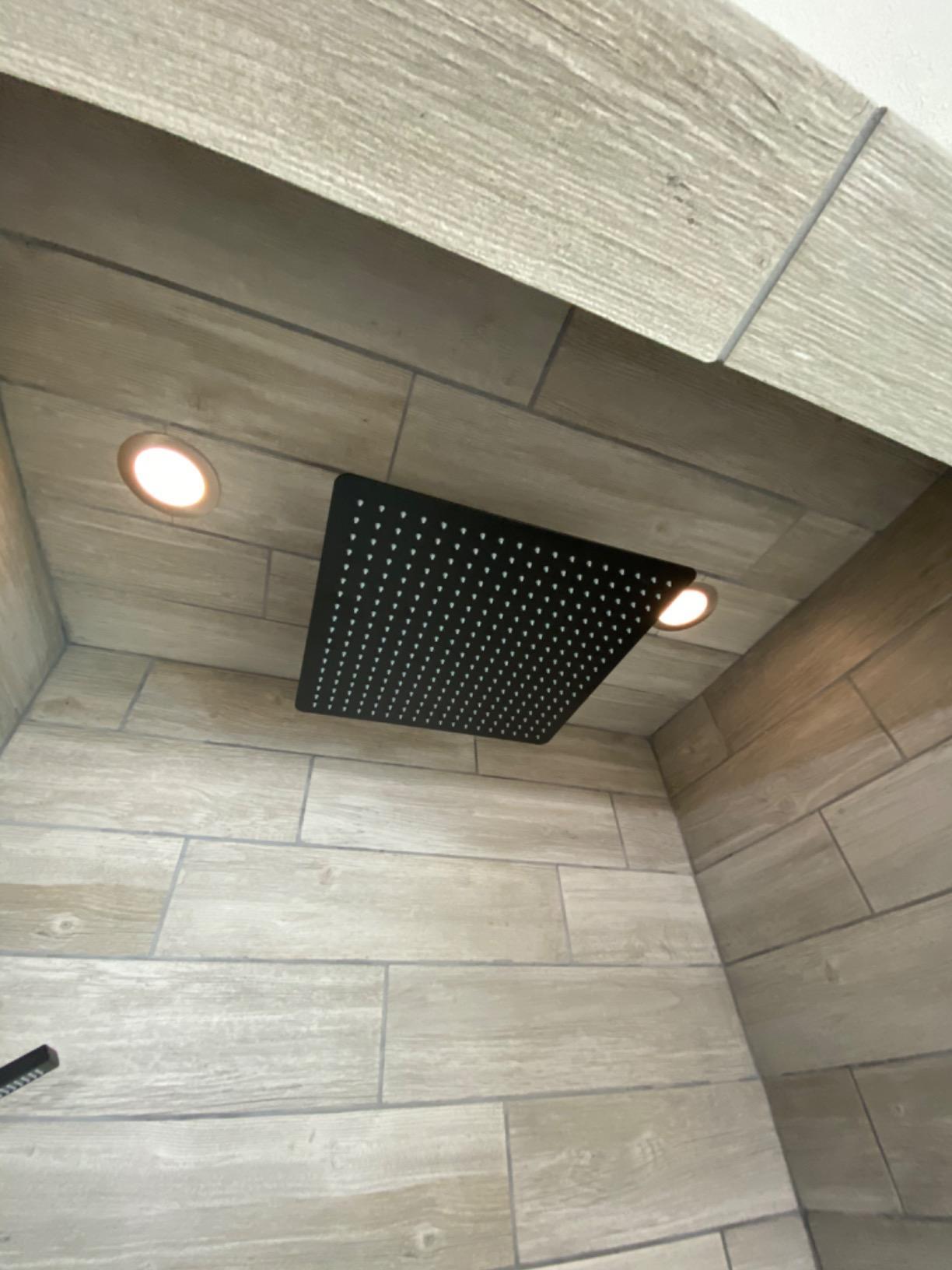 SR SUN RISE 12 Inch Ceiling Mount Brushed Nickel Shower System Bathroom Luxury Rain Mixer Shower Combo Set Ceiling Rainfall Shower Head System Faucet Trim Repair Kits with Rough-in Valve and Trim customer photo 1