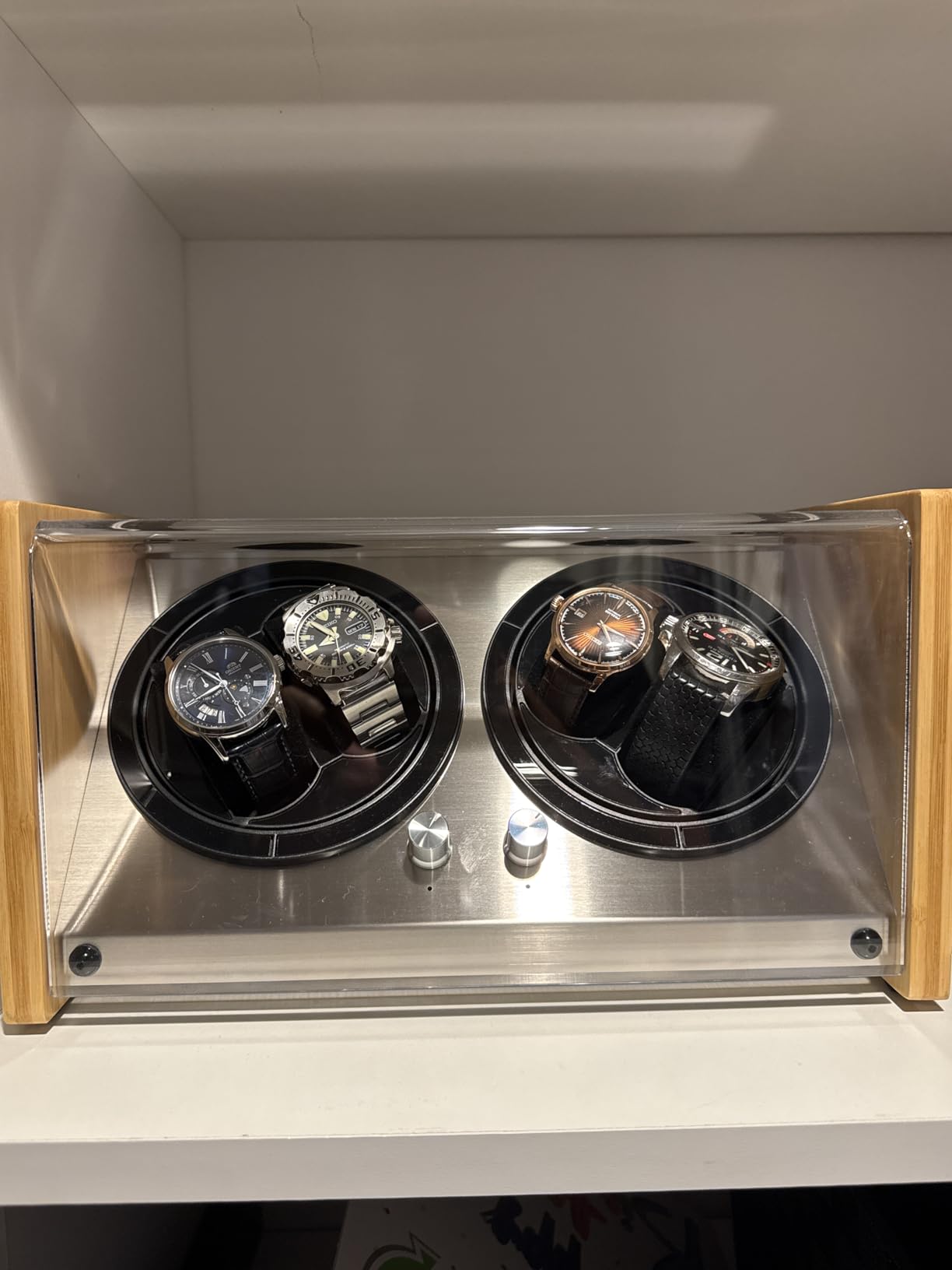 Handcrafted Bamboo Watch Winder for Luxury Automatic Watches - 2/4 Watch Capacity customer photo 2