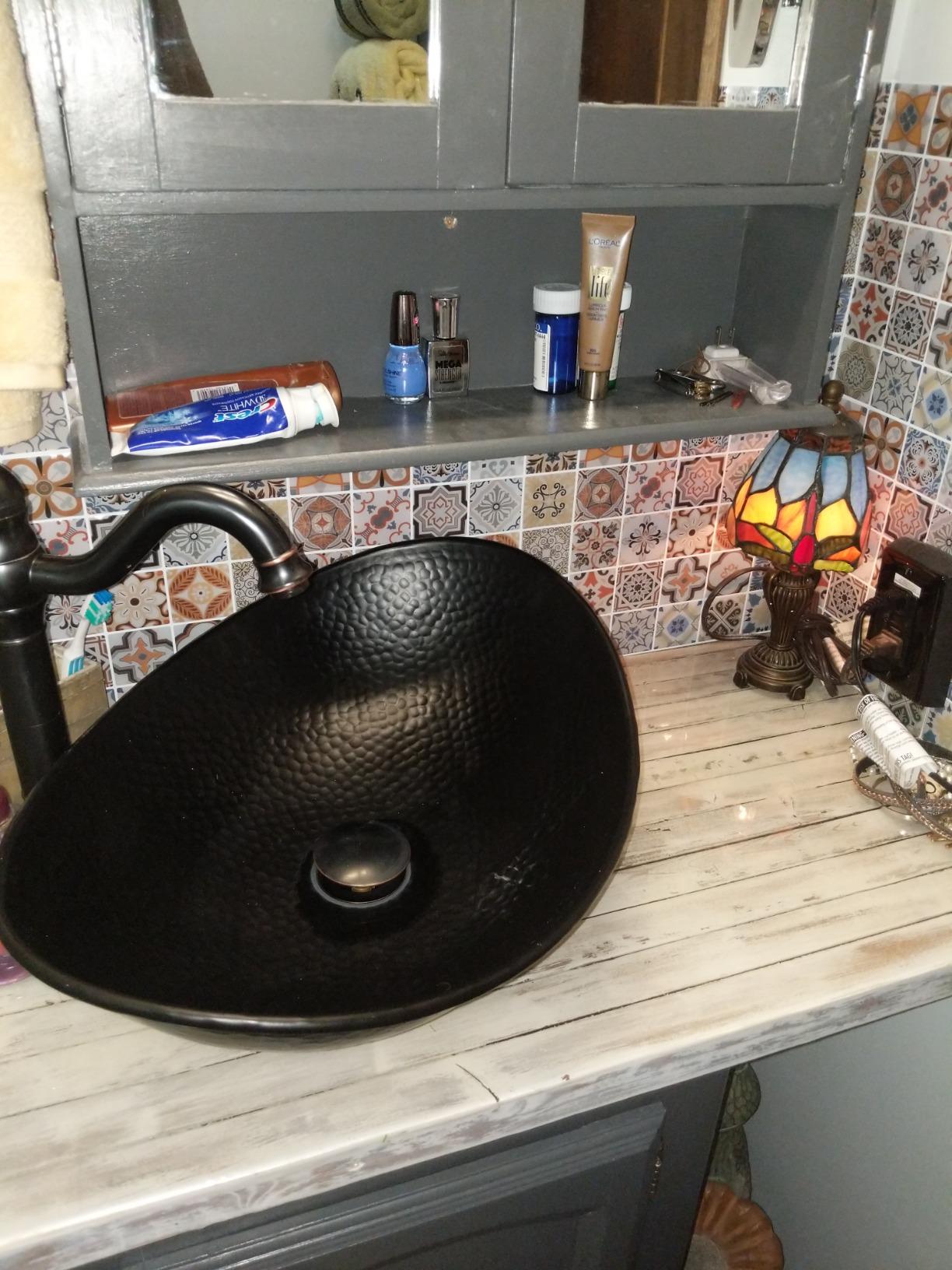 Monarch Abode Bathroom Sink - 19-Inch Harbor Vessel Bathrooms Countertop Sink, Above Counter Hand Hammered Pure Copper Bath Sinks for Restroom Vanity or Powder Room customer photo 2
