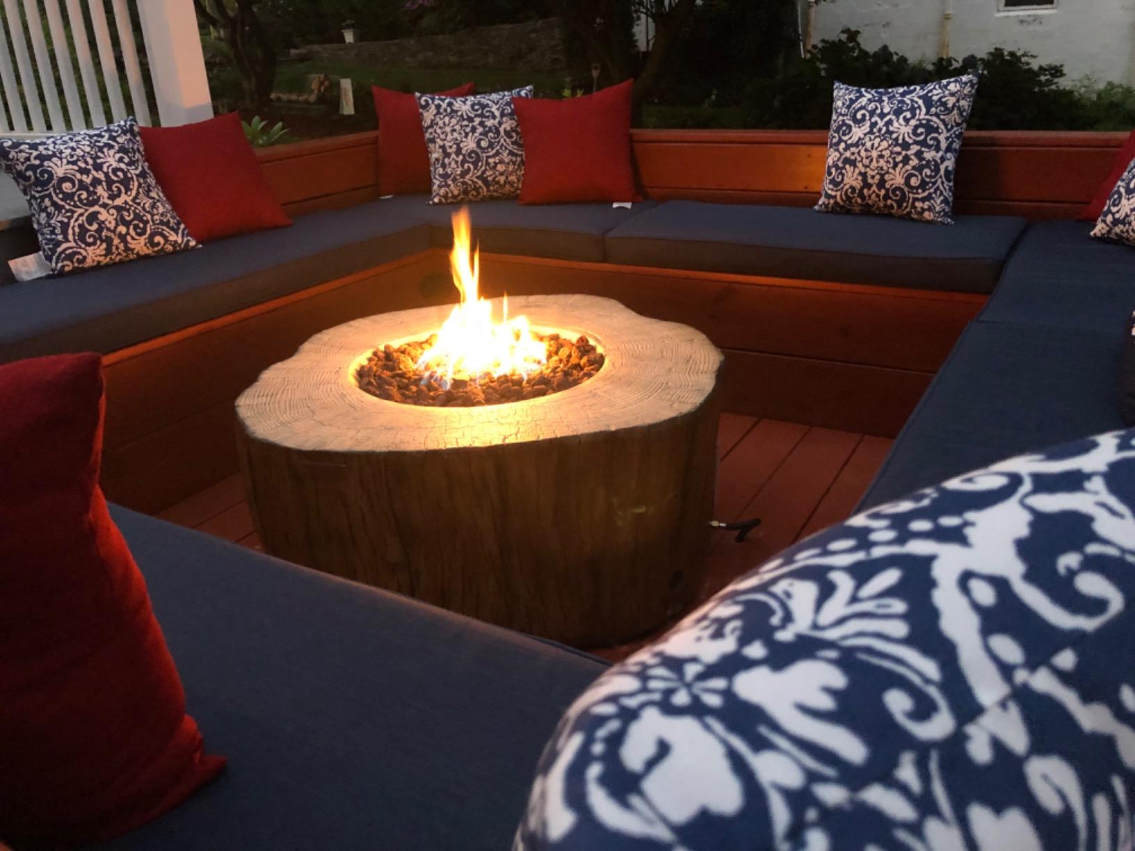 Elementi Manchester Outdoor Firepit Table 42 Inches Rectangular Fire Pit Concrete Patio Heater Electronic Ignition Backyard Fireplace Cover Lava Rock Included Liquid Propane customer photo 1