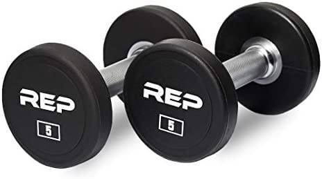 REP Fitness Urethane Coated Round Dumbbells, 5 to 100 lbs, Singles or Pairs, With or Without Rack, Steel Core, Rubber Encased, Chrome Handles, Professional Weights for Home Gym Strength Training customer photo 2