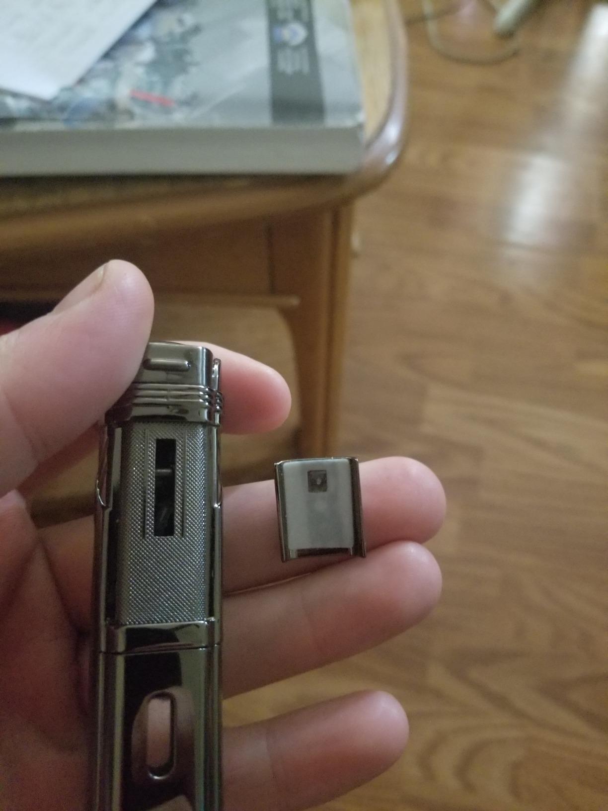 TOMOLO Torch Lighter Quadruple 4 Jet Flame Refillable Butane Cigar Lighter with Cigar Punch,Gift Box(Gunmetal) customer photo 1