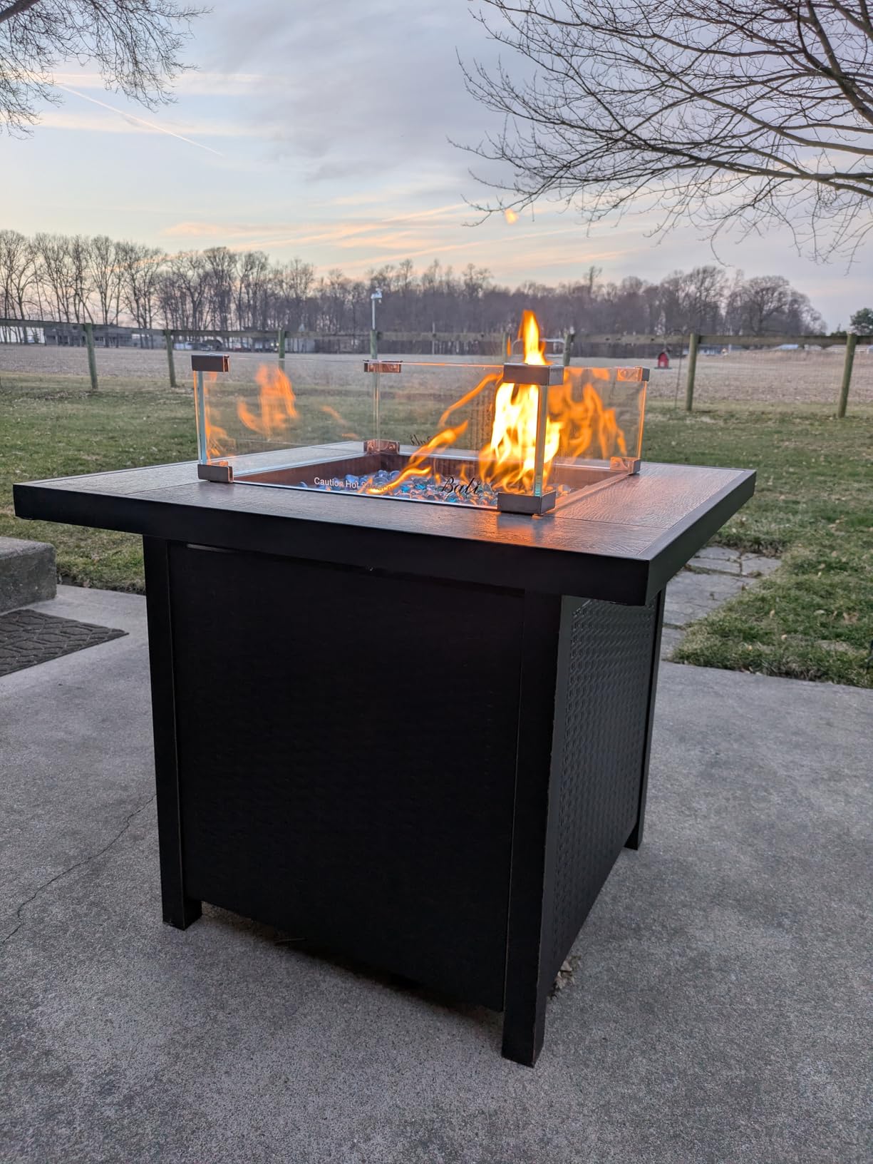 BALI OUTDOORS Propane Gas Fire Pit Table 32 inch 50,000 BTU Square Gas Firepits for Outside, Brown customer photo 2