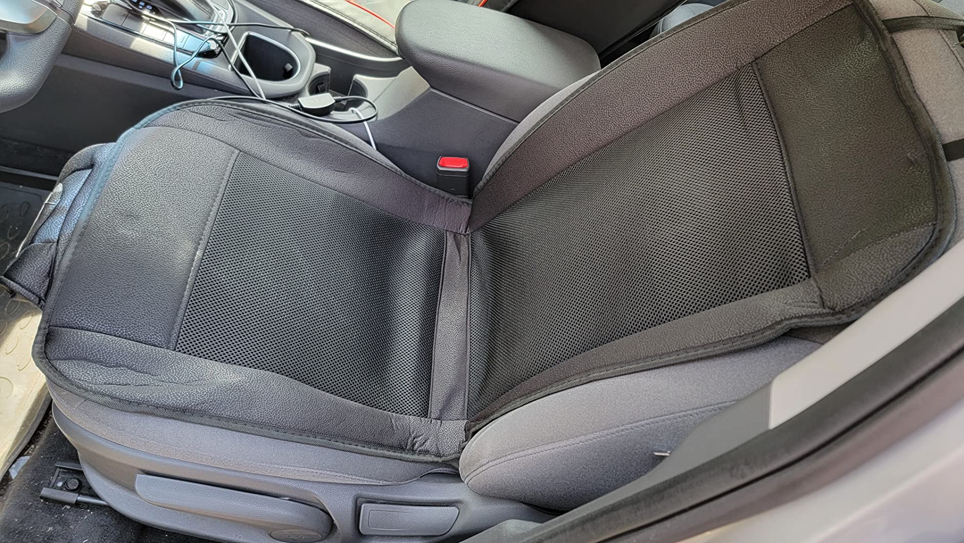 ZONETECH Cooling Car Seat Cushion - Black Automotive Adjustable Temperature Comfortable Cooling Car Seat Cover (1 Pack) customer photo 1
